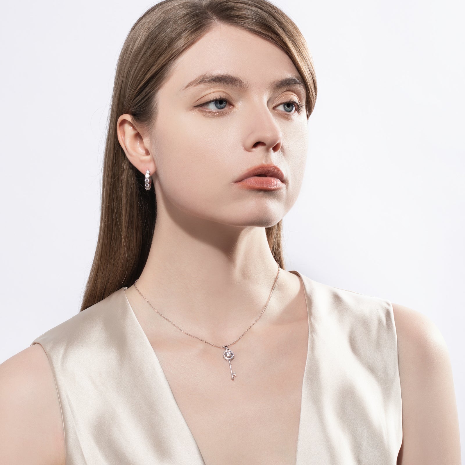 Moissanite Key Pendant Necklace