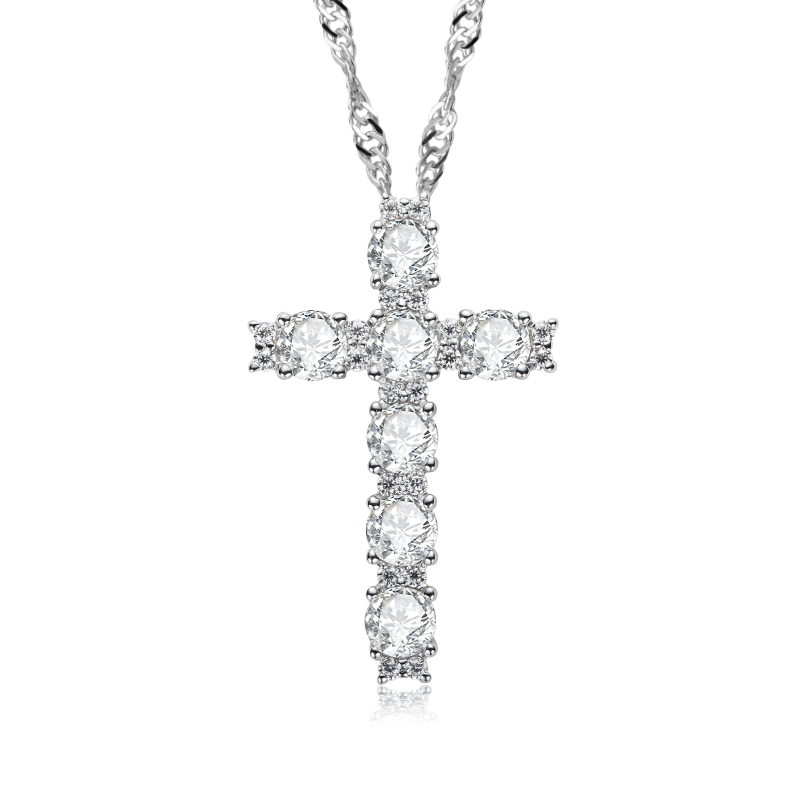 Moissanite Cross Pendant Necklace