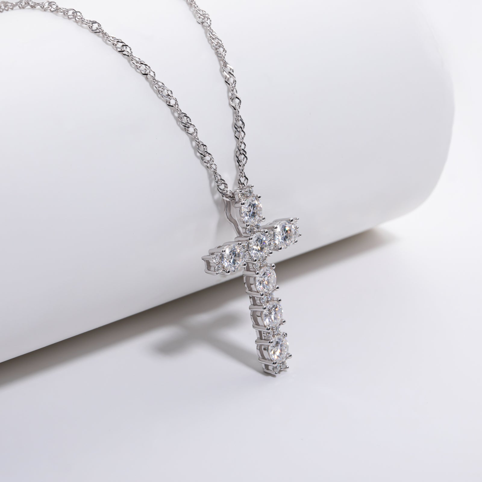 Moissanite Cross Pendant Necklace