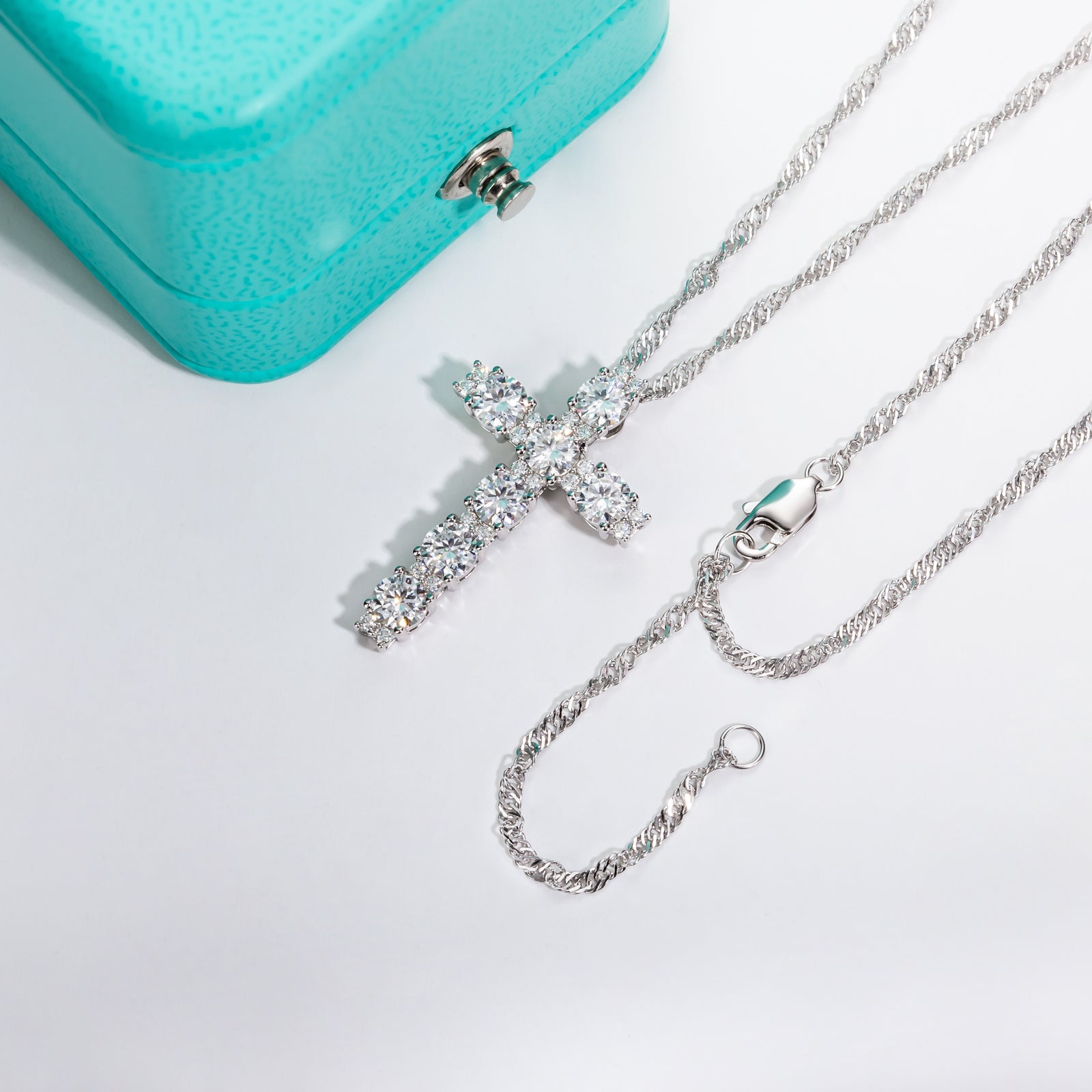 Moissanite Cross Pendant Necklace
