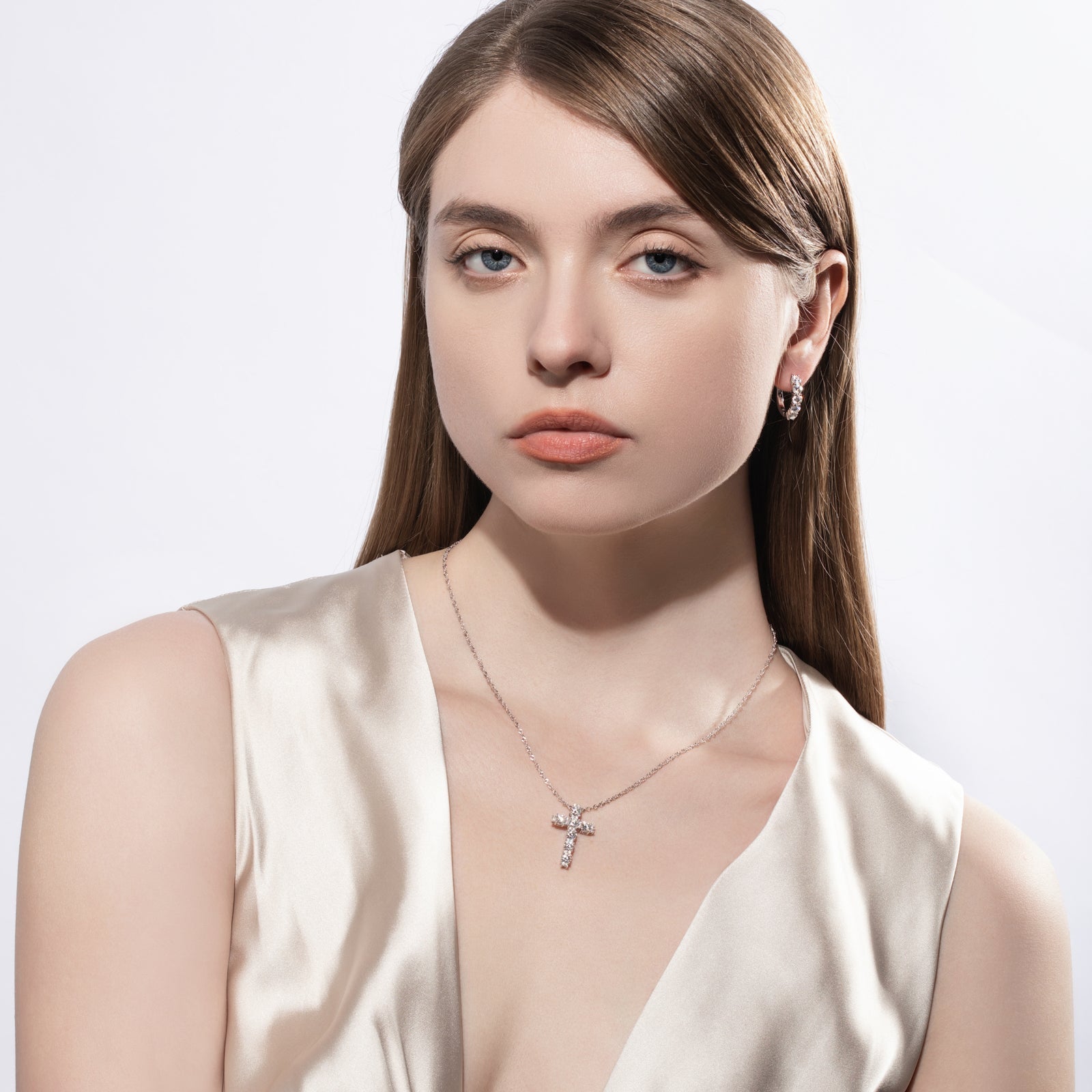 Moissanite Cross Pendant Necklace