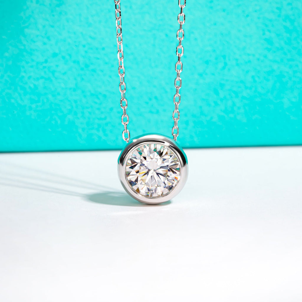Round Cut Moissanite Pendant Necklace (0.5-5 ct)