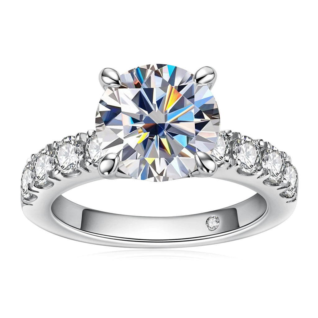 Round Cut Pavé Moissanite Engagement Ring (4.3cttw)