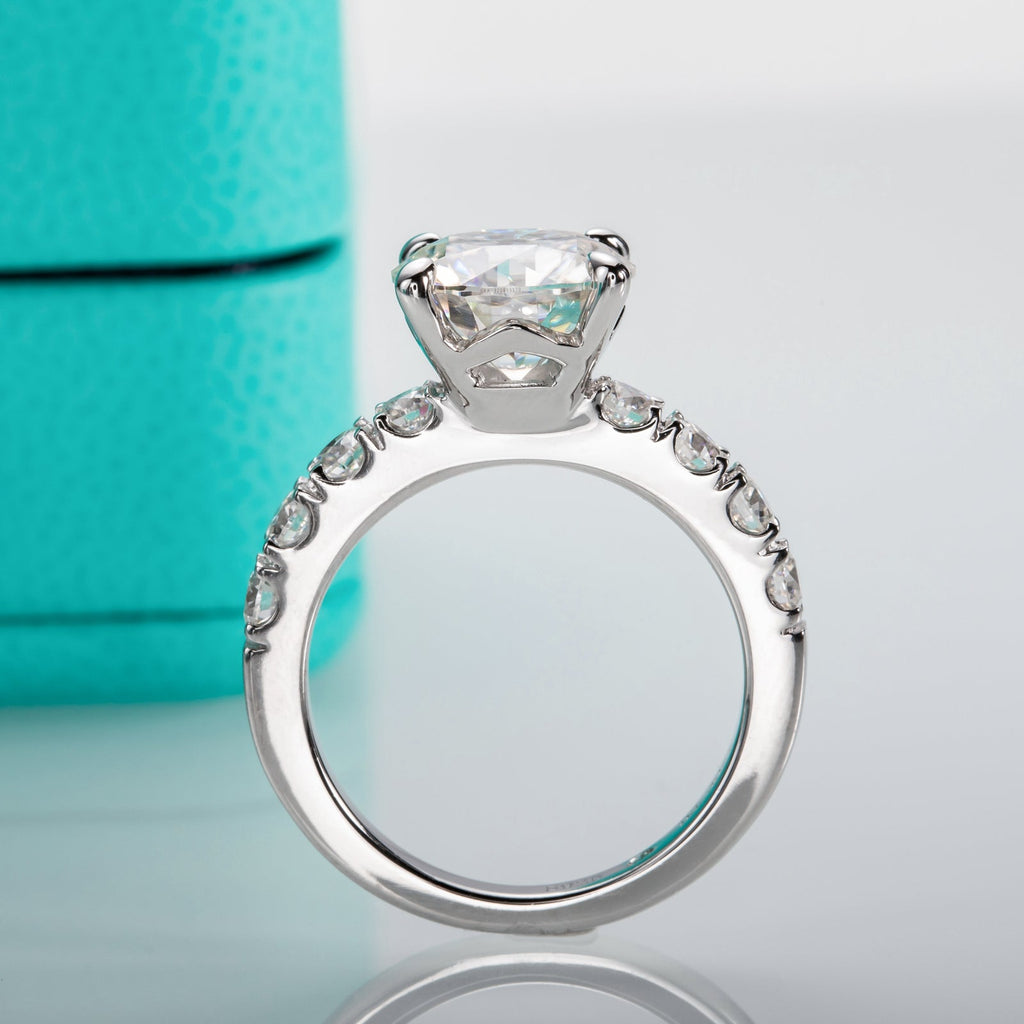 Round Cut Pavé Moissanite Engagement Ring (4.3cttw)