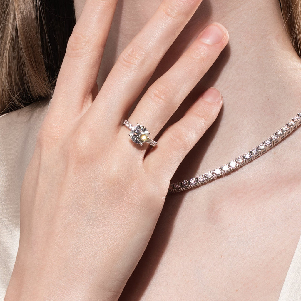 Round Cut Pavé Moissanite Engagement Ring (4.3cttw)