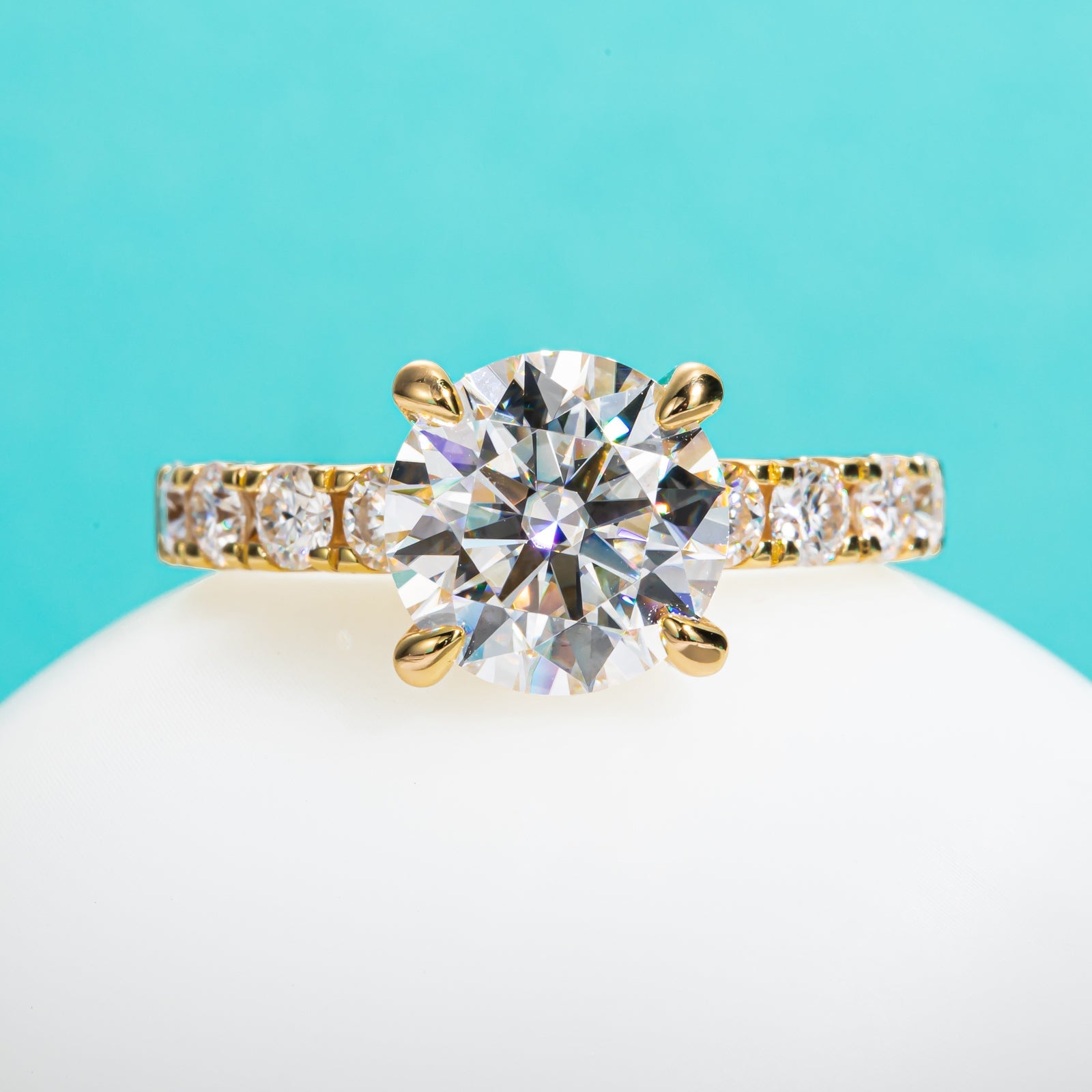 Round Cut Pavé Moissanite Engagement Ring (4.3cttw)