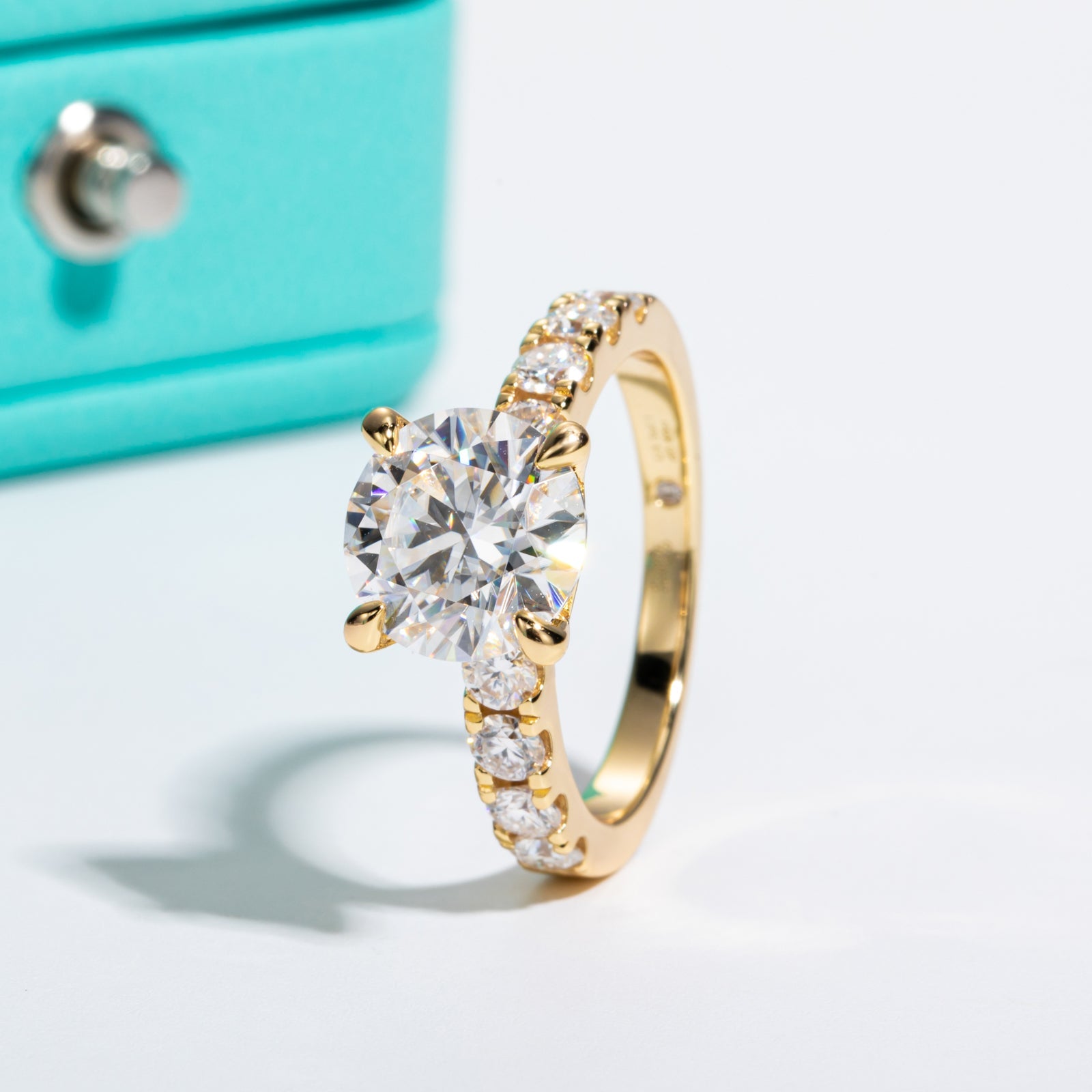 Round Cut Pavé Moissanite Engagement Ring (4.3cttw)