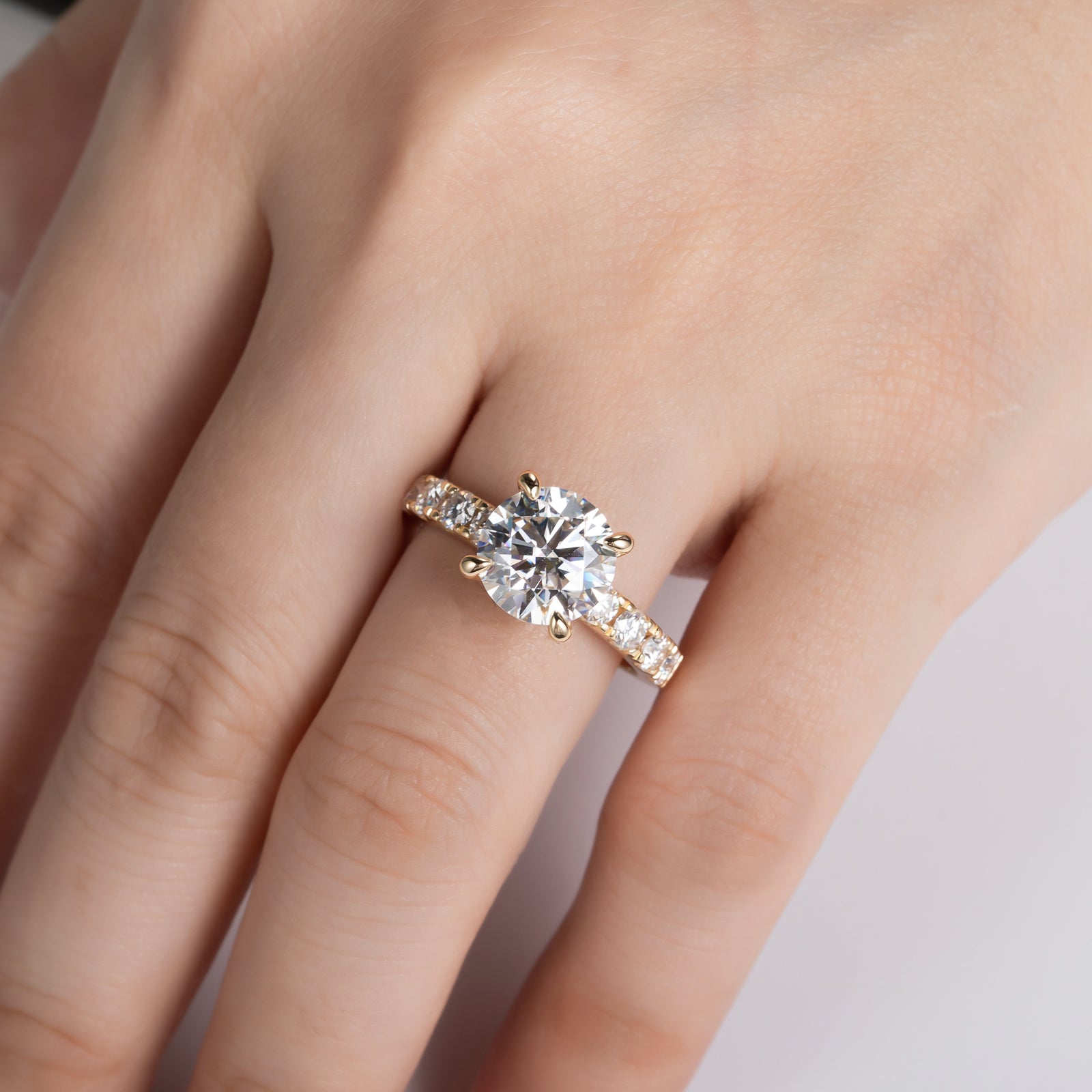 Round Cut Pavé Moissanite Engagement Ring (4.3cttw)