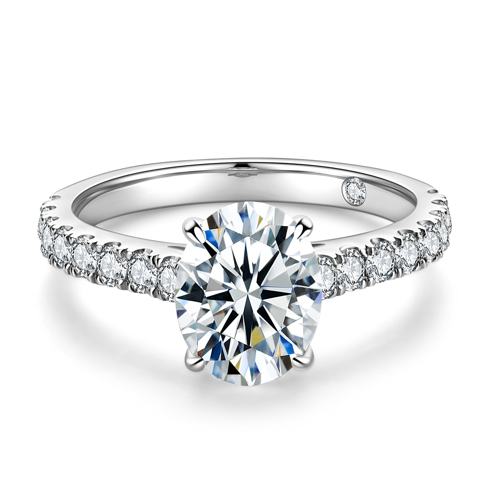 Oval Cut Pavé Moissanite Engagement Ring (2 ct)
