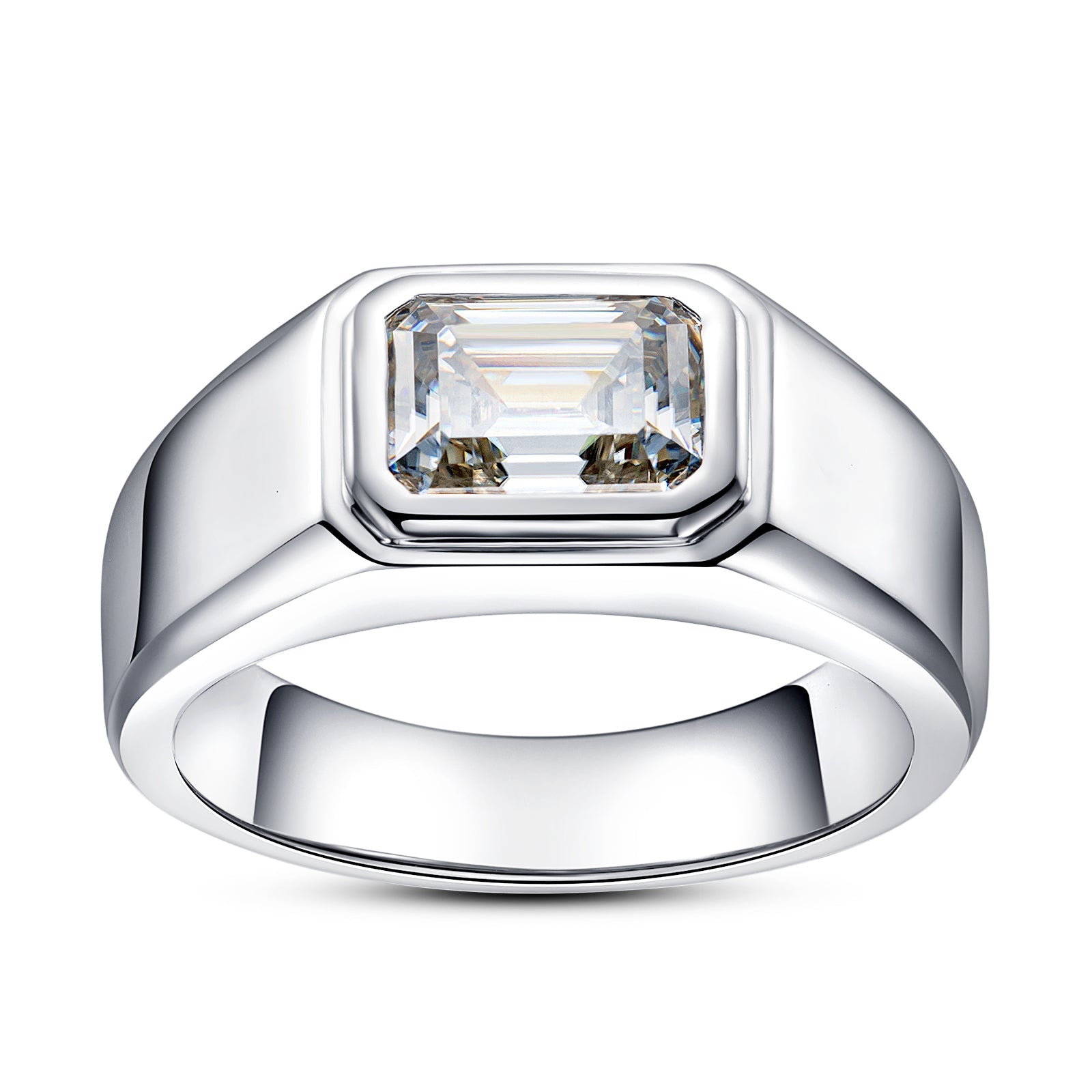 Emerald Cut Moissanite Men's Engagement Ring (2ct)