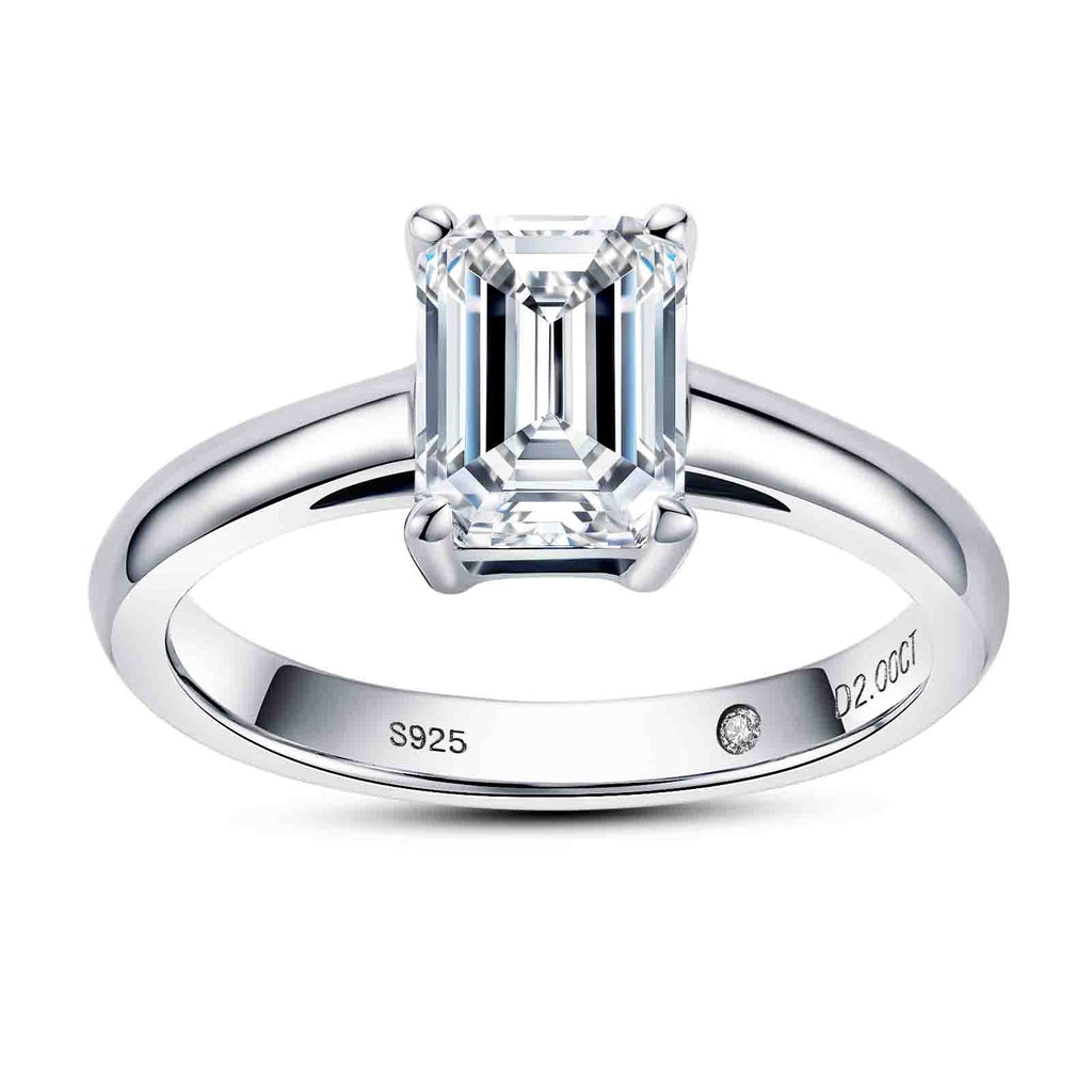 Emerald Cut Moissanite Engagement Ring (2 ct)