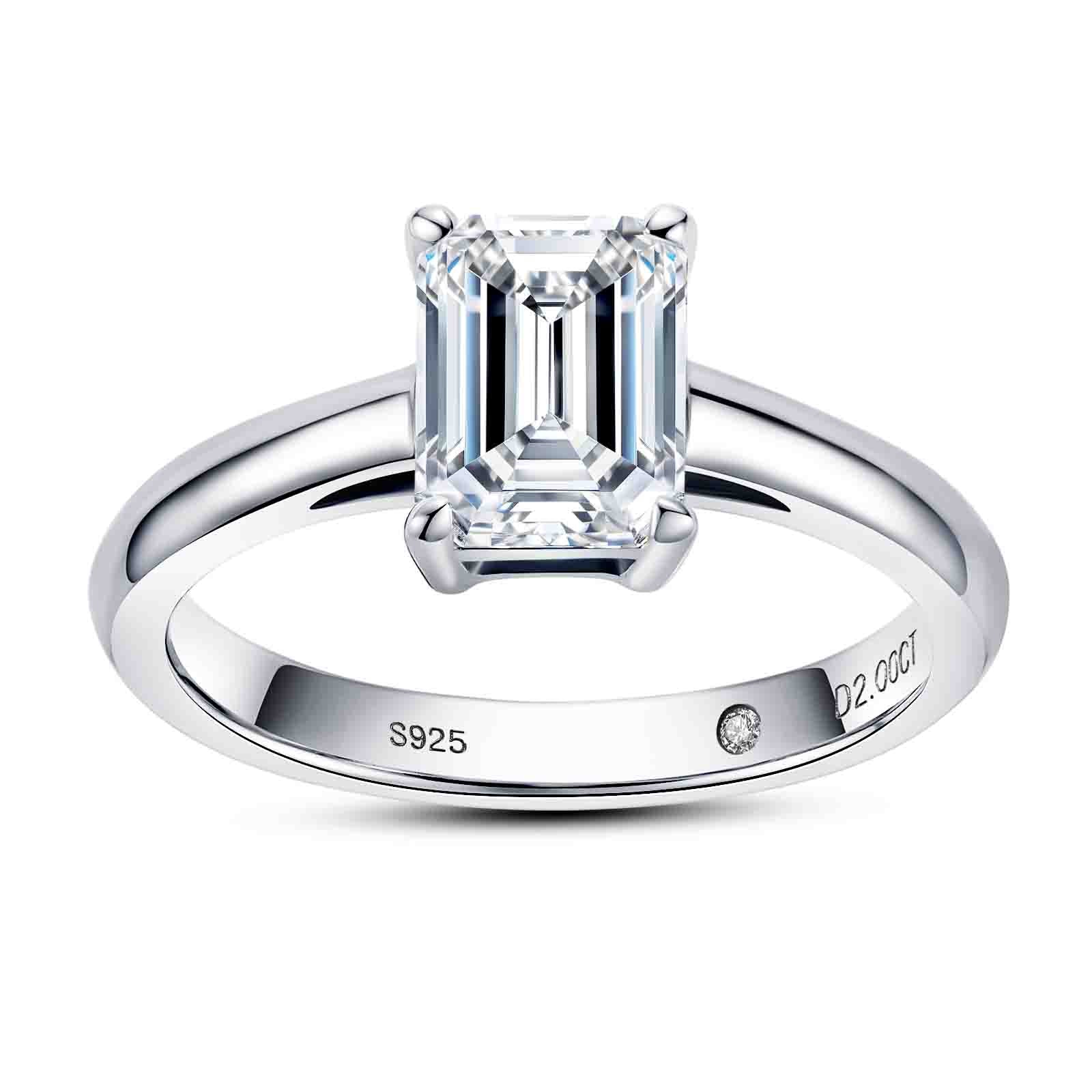 Emerald Cut Moissanite Engagement Ring (2 ct)