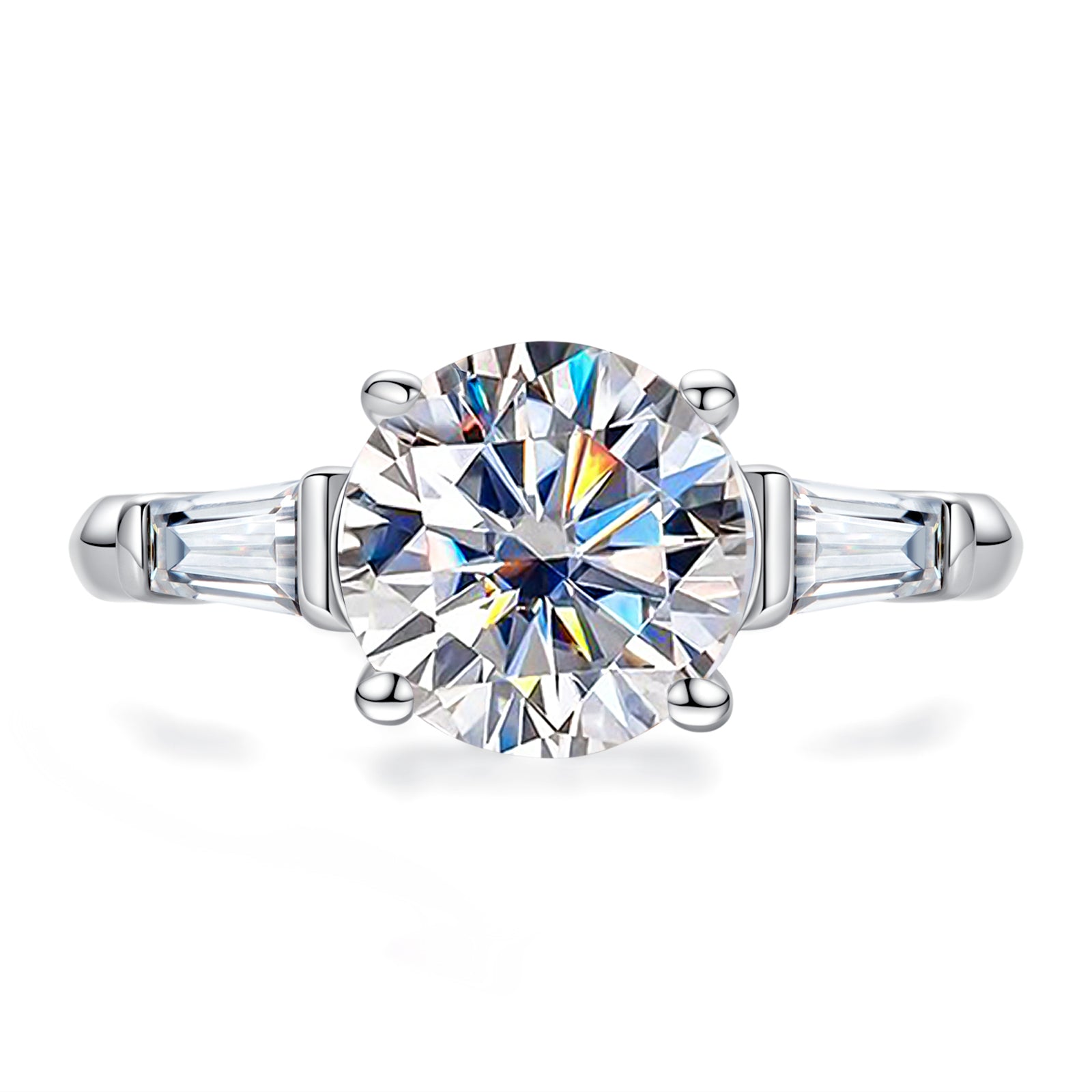 Round Cut Moissanite 3 Stone Engagement Ring (3.6cttw)