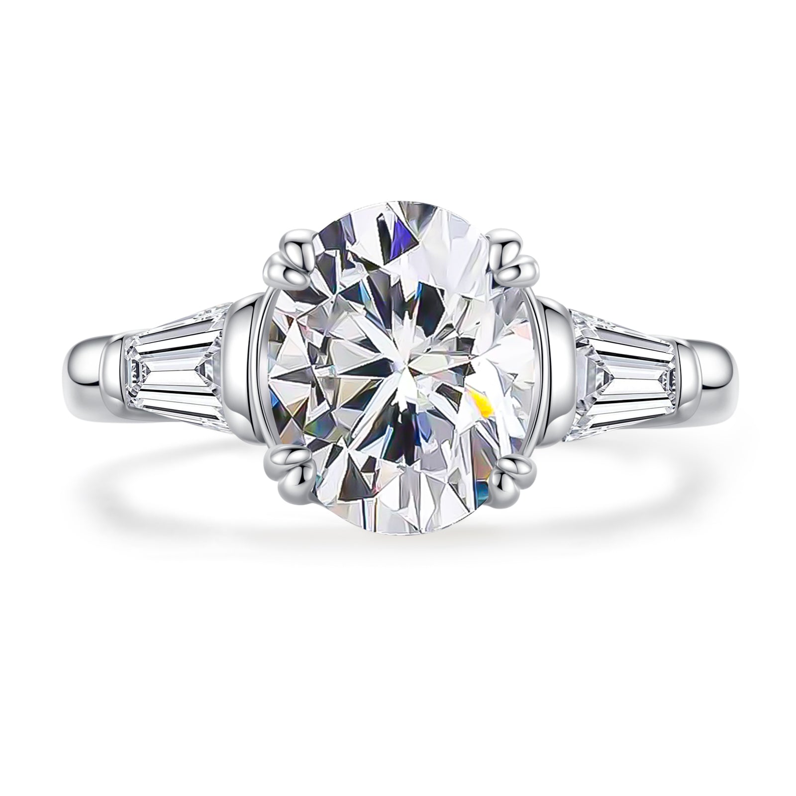 Oval Cut 3 Stone Moissanite Engagement Ring (3 ct)