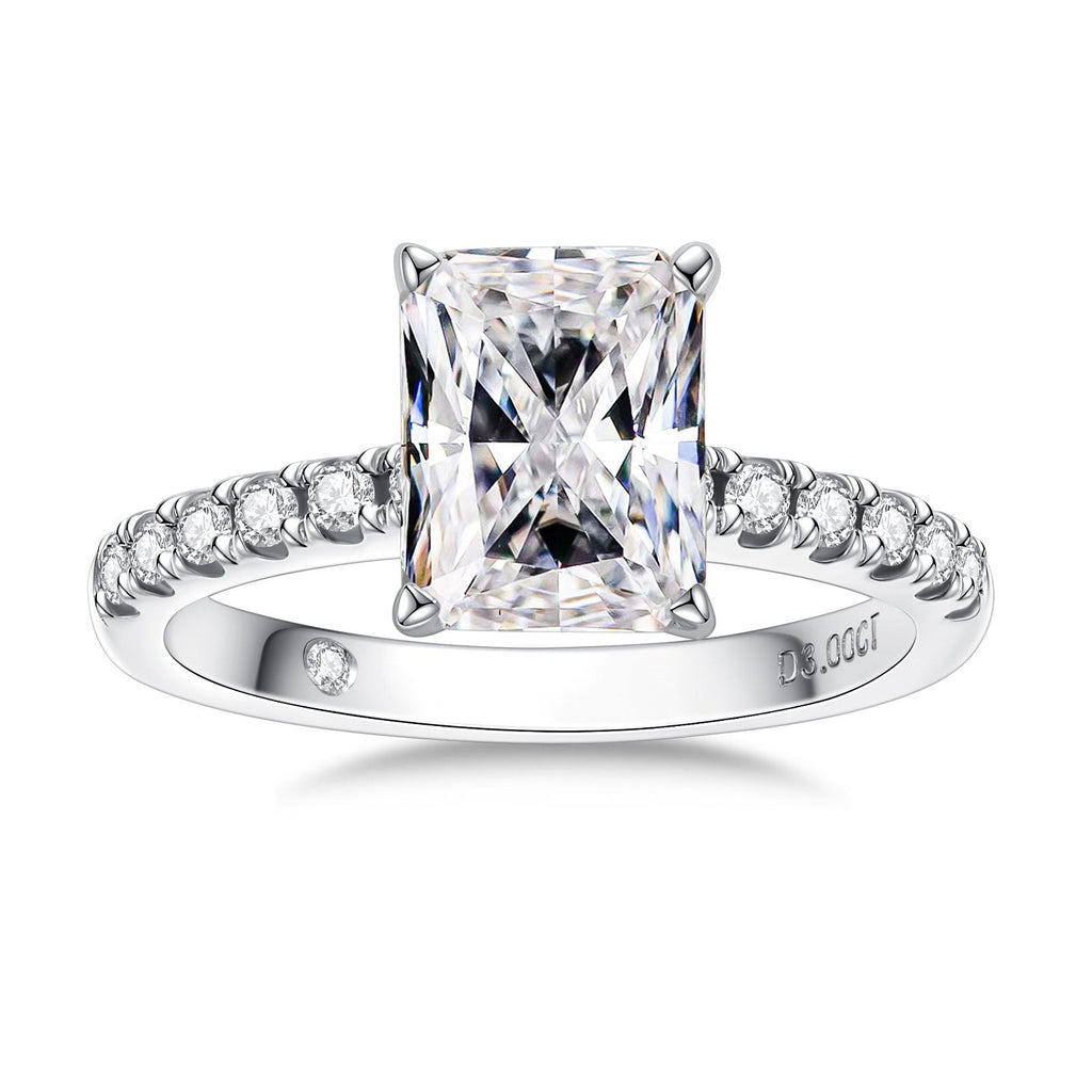 Radiant Cut Pavé Moissanite Engagement Ring (3ct)