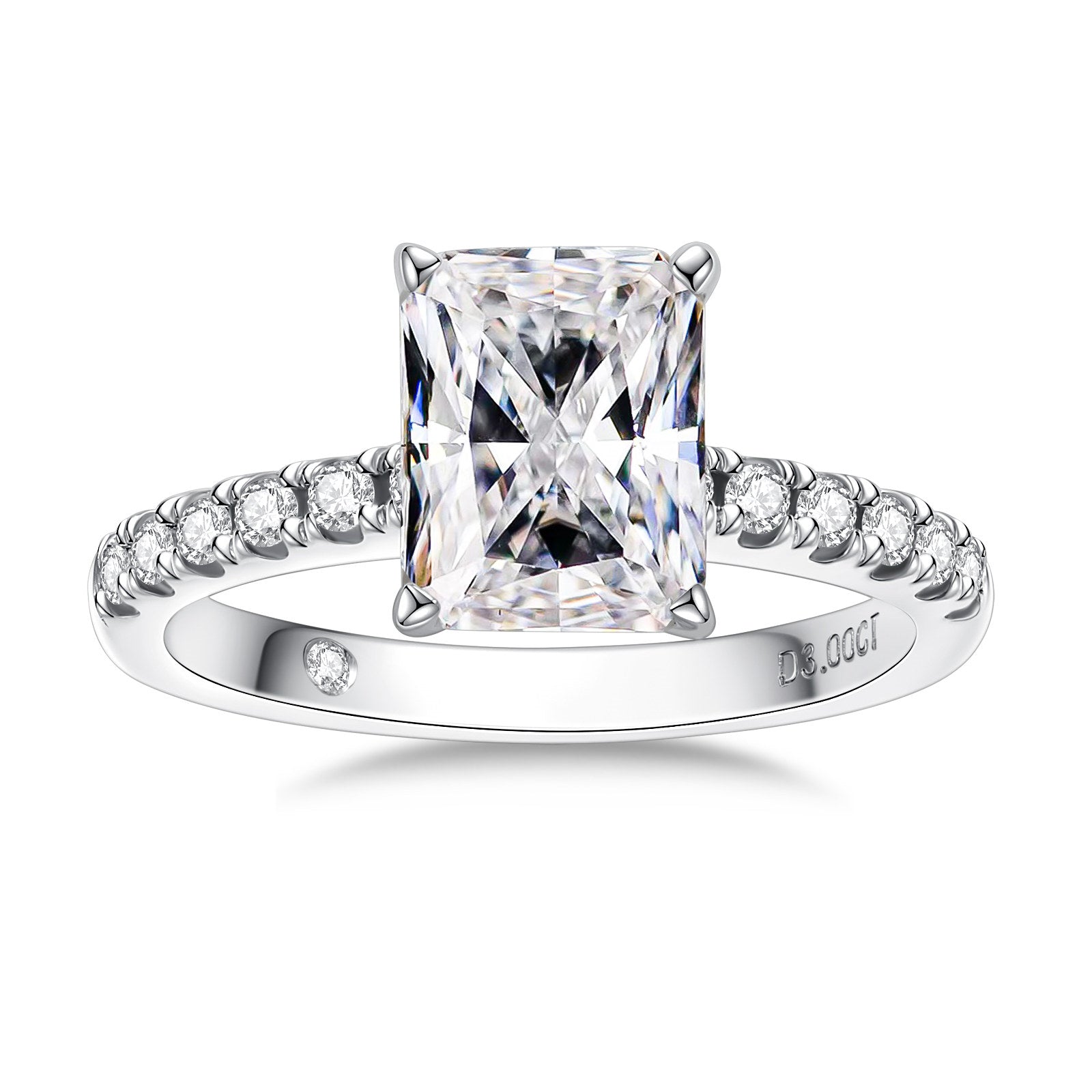Radiant Cut Pavé Moissanite Engagement Ring (3ct)