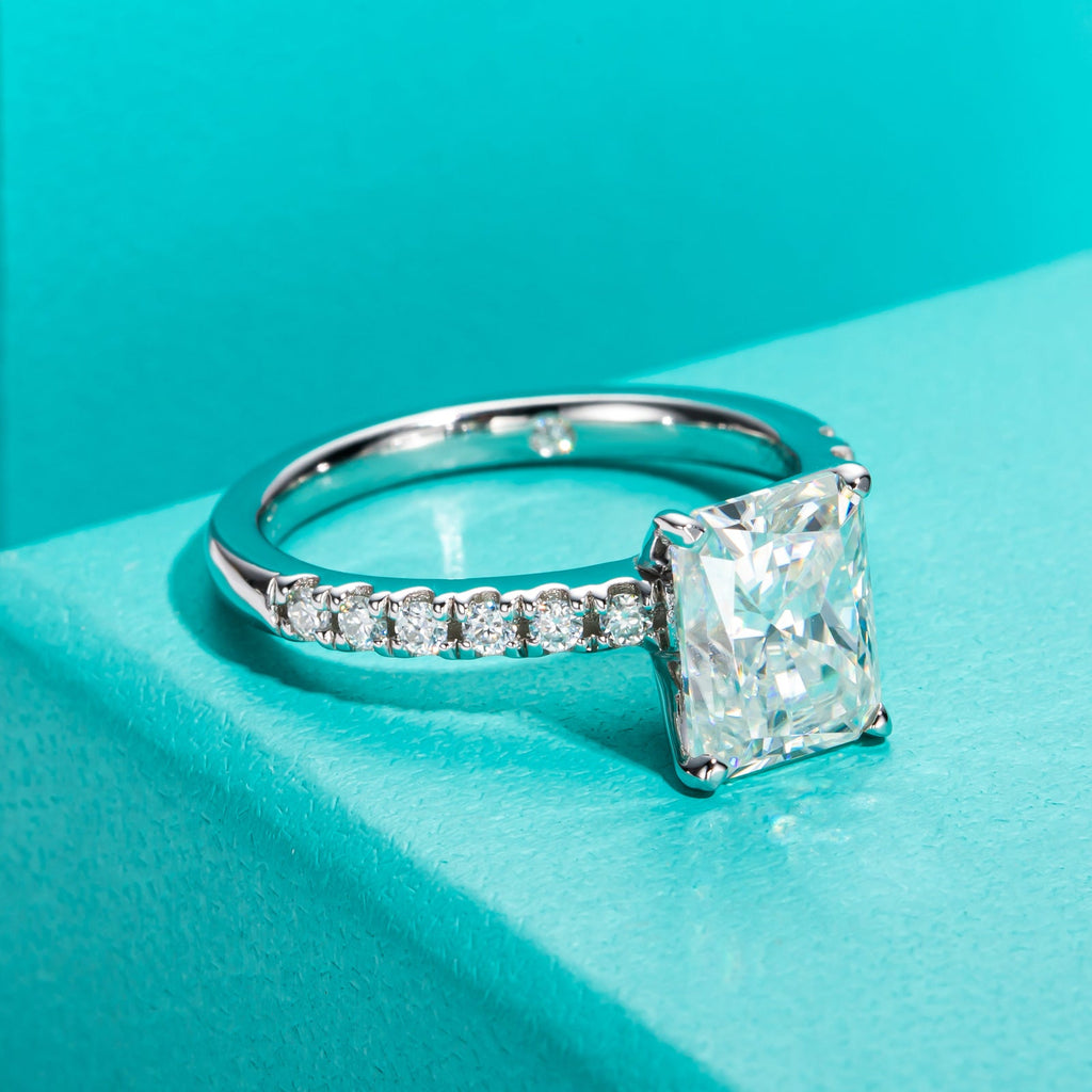 Radiant Cut Pavé Moissanite Engagement Ring (3ct)
