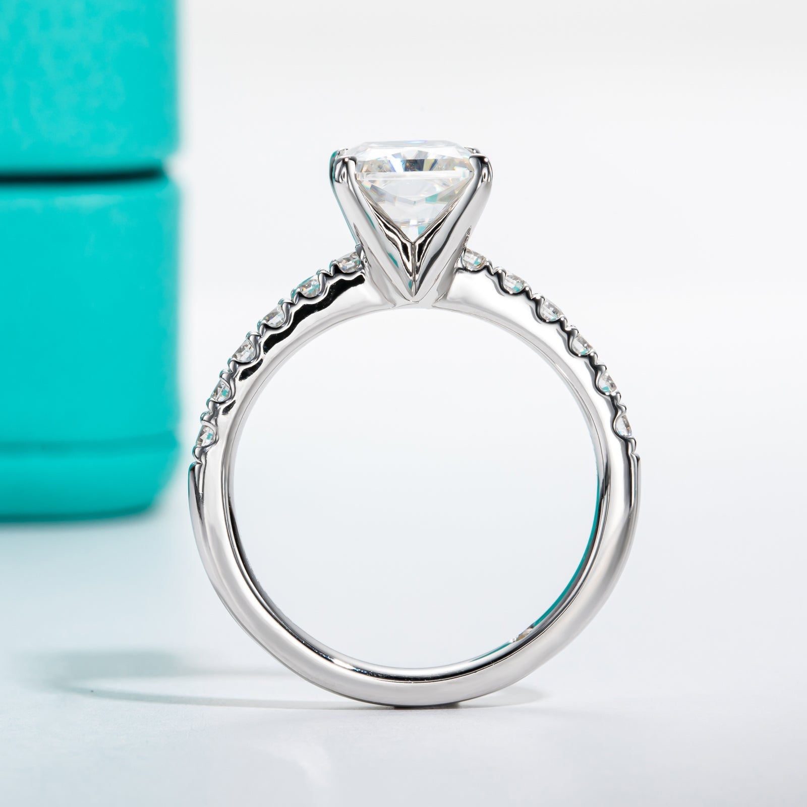 Radiant Cut Pavé Moissanite Engagement Ring (3ct)