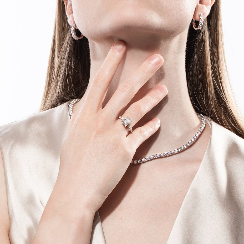 Radiant Cut Pavé Moissanite Engagement Ring (3ct)