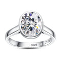 Oval Cut Bezel Moissanite Engagement Ring (3 ct)