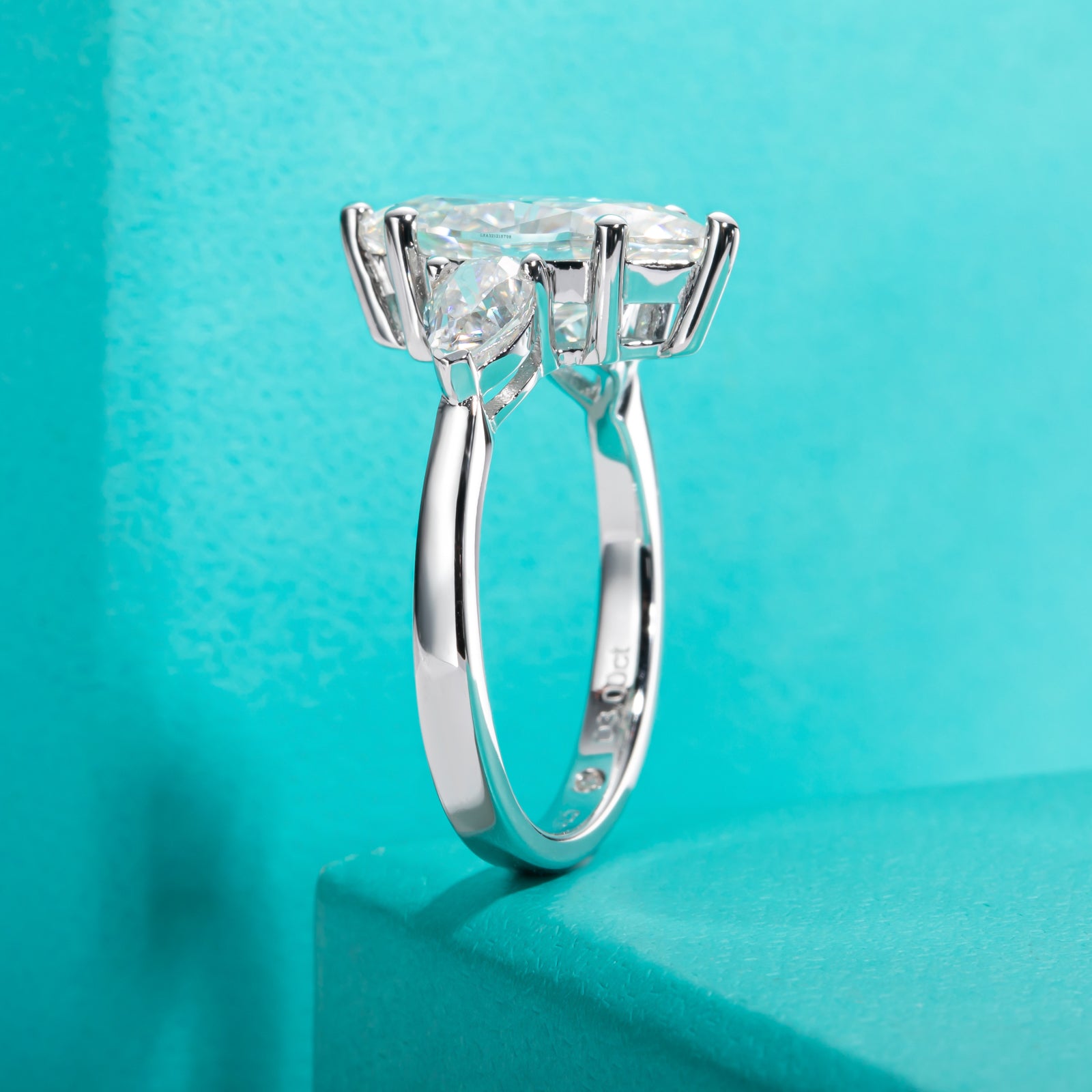 Marquise Cut 3 Stone Moissanite Engagement Ring (4 cttw)