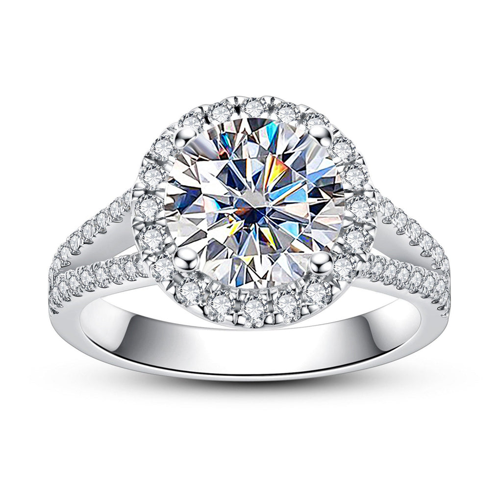 Round Cut Halo Moissanite Engagement Ring (3.8 cttw)