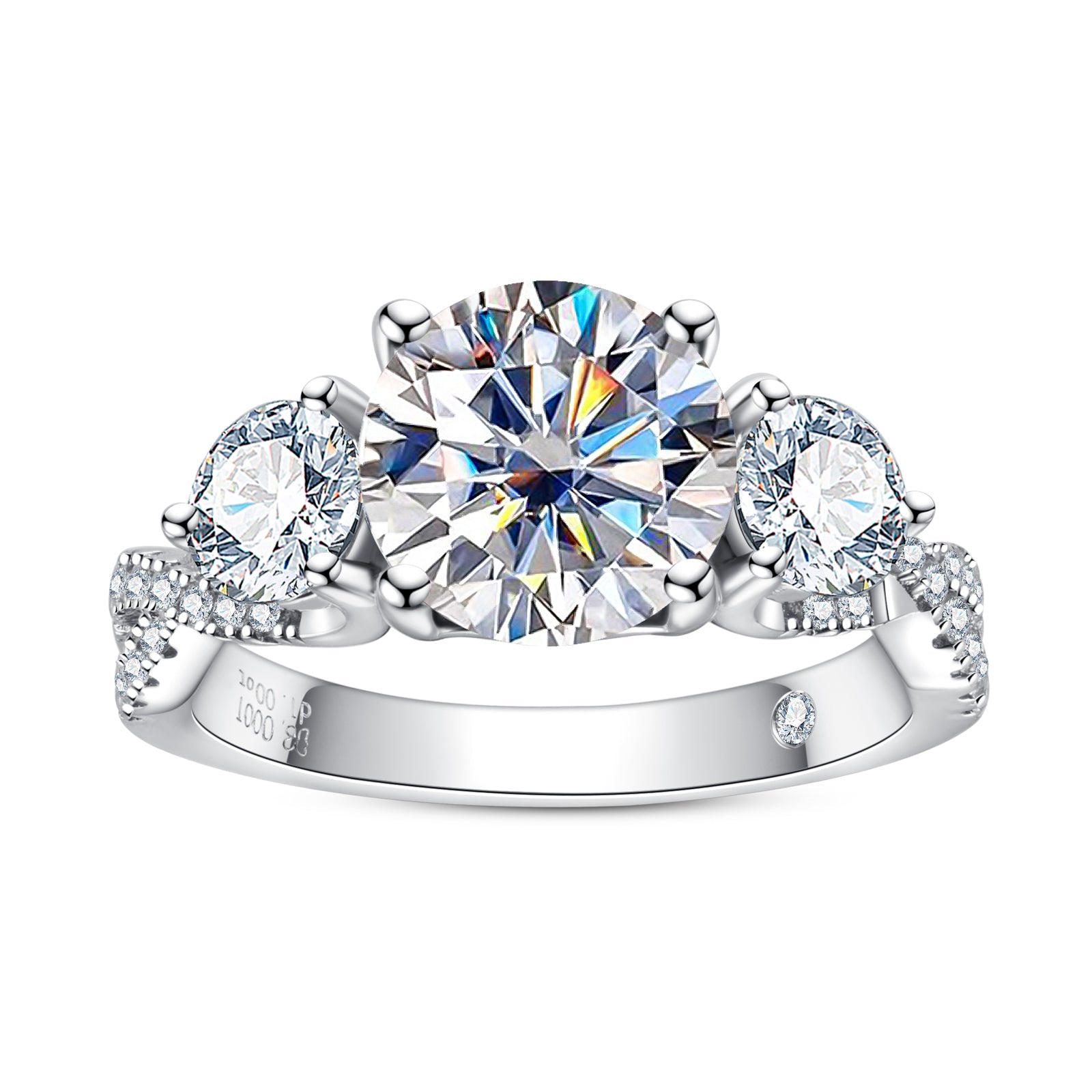 Round Cut 3 Stone Moissanite Engagement Ring (4.25cttw)