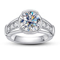 Round Cut Channel Moissanite Engagement Ring (3 ct)
