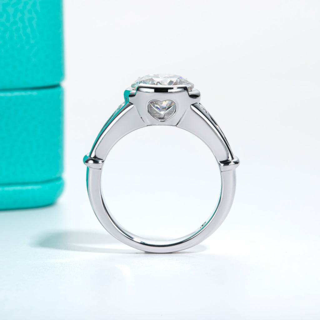 Round Cut Channel Moissanite Engagement Ring (3 ct)