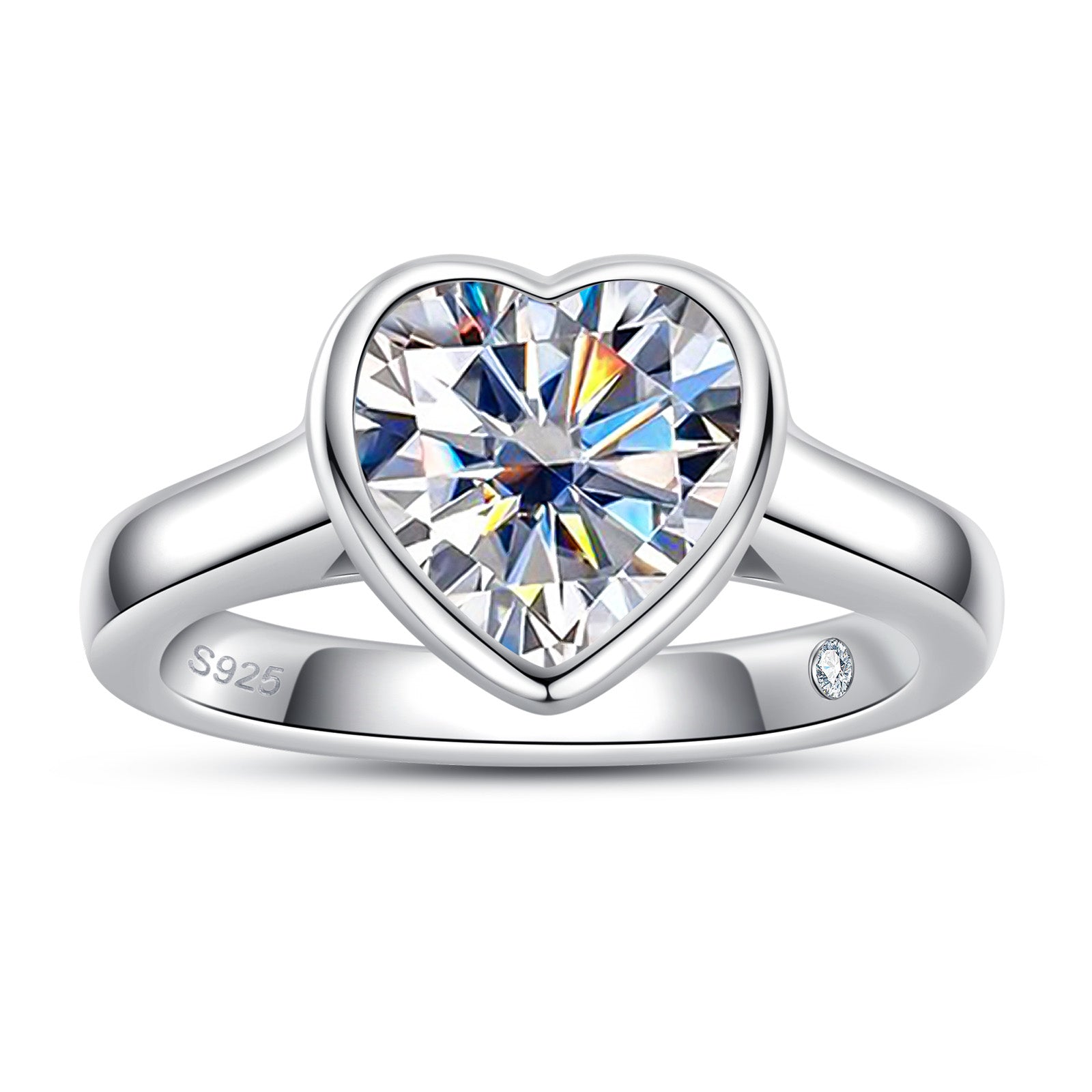 Heart Cut Bezel Moissanite Engagement Ring (3ct)