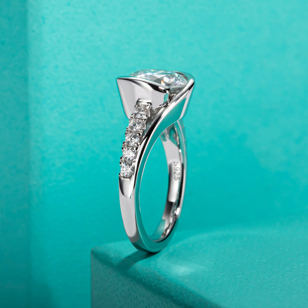 Round Cut Tension Moissanite Engagement Ring (3 ct)