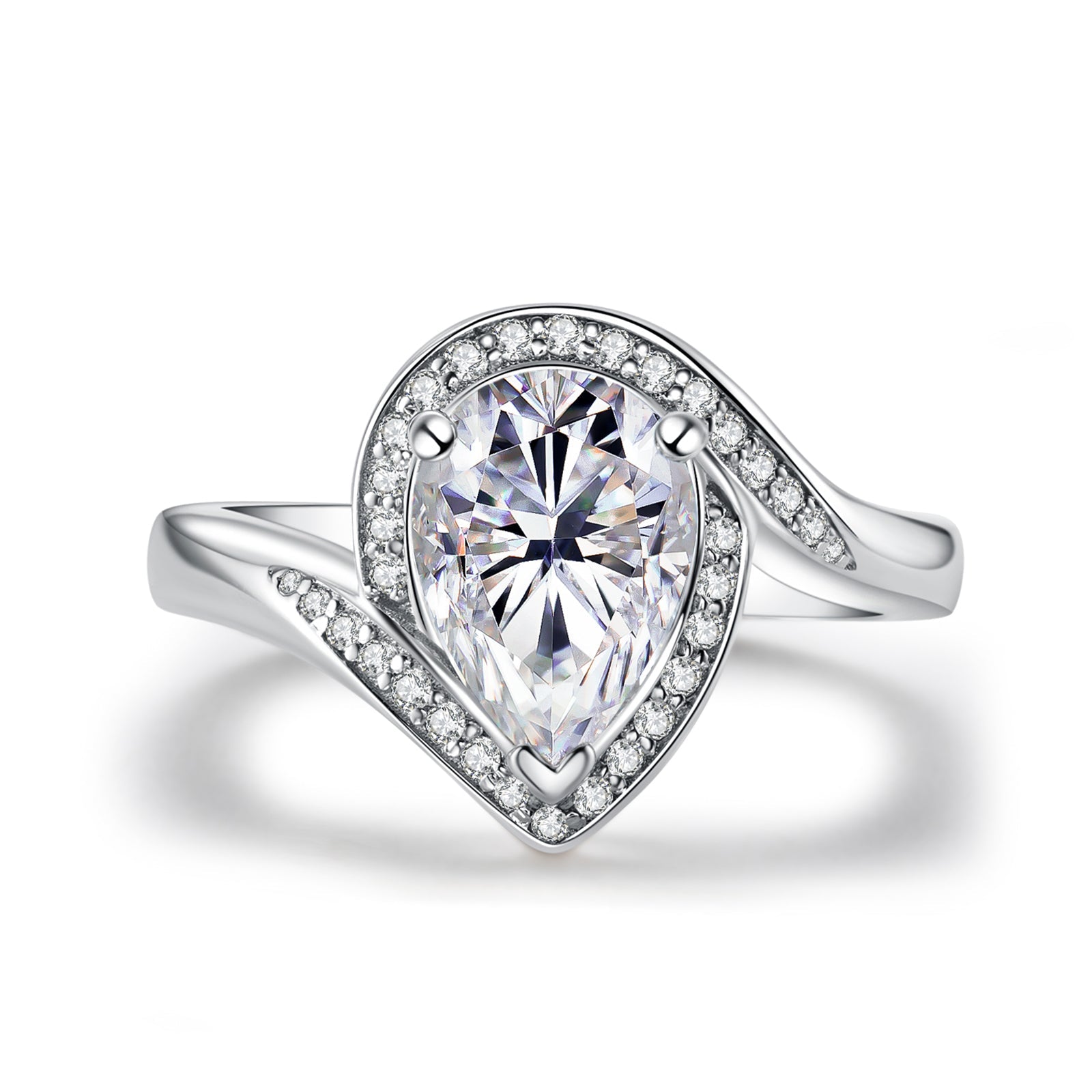 Pear Cut Halo Moissanite Engagement Ring (2.5 ct)
