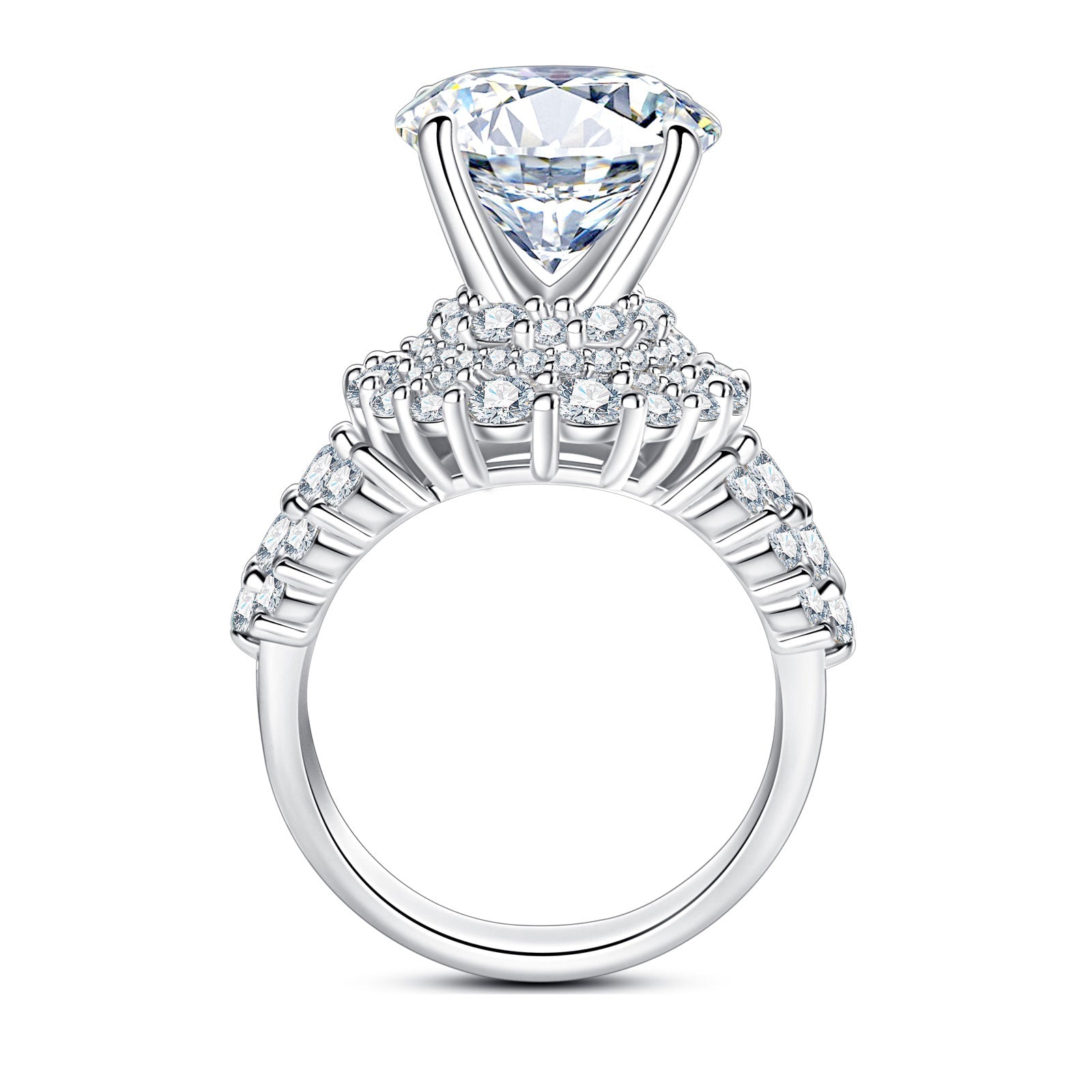 Round Cut Halo Moissanite Engagement Ring (4.75 cttw)