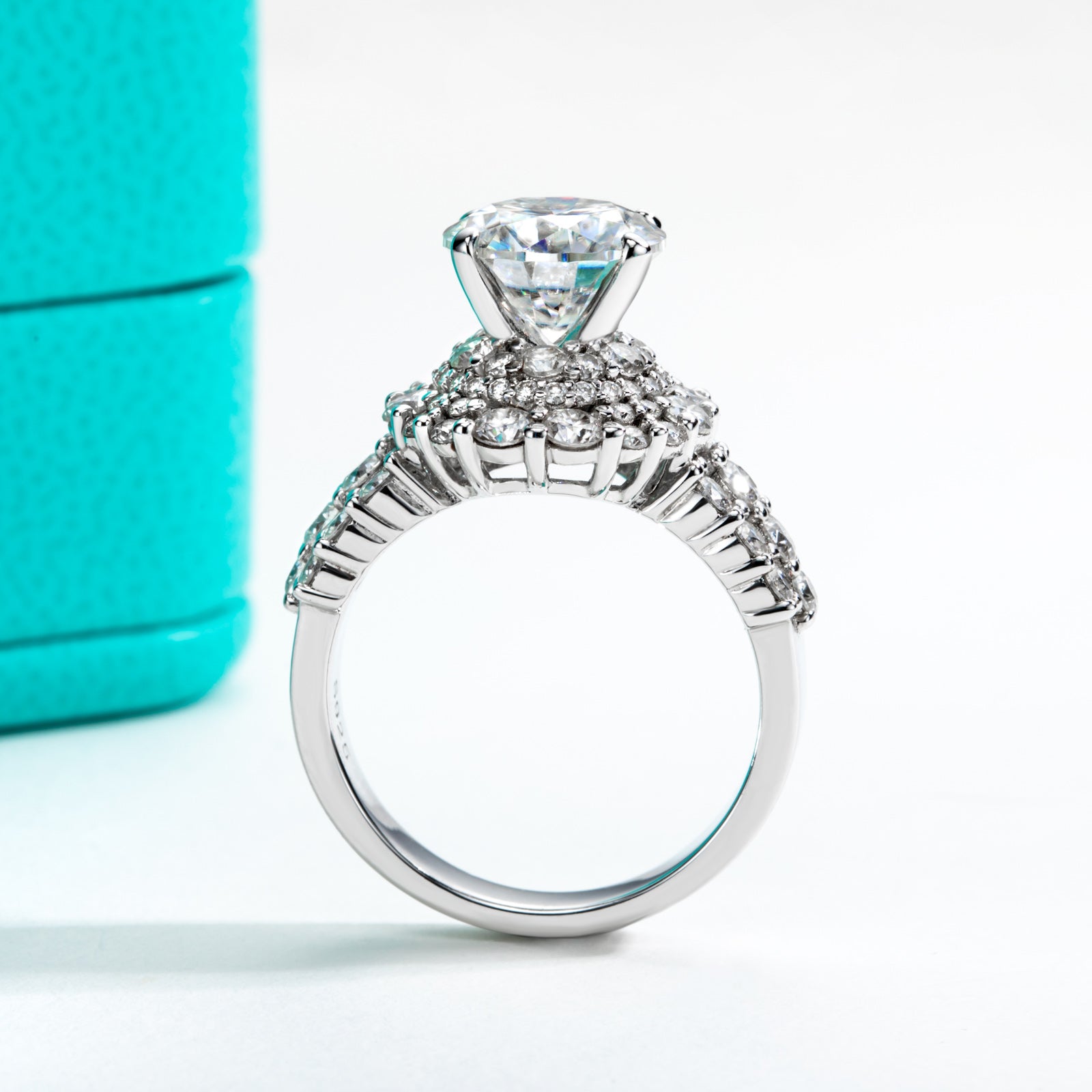 Round Cut Halo Moissanite Engagement Ring (4.75 cttw)