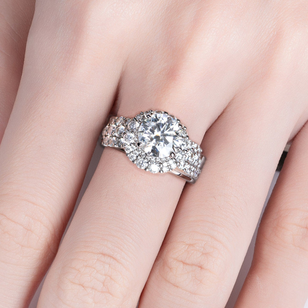 Round Cut Halo Moissanite Engagement Ring (4.75 cttw)