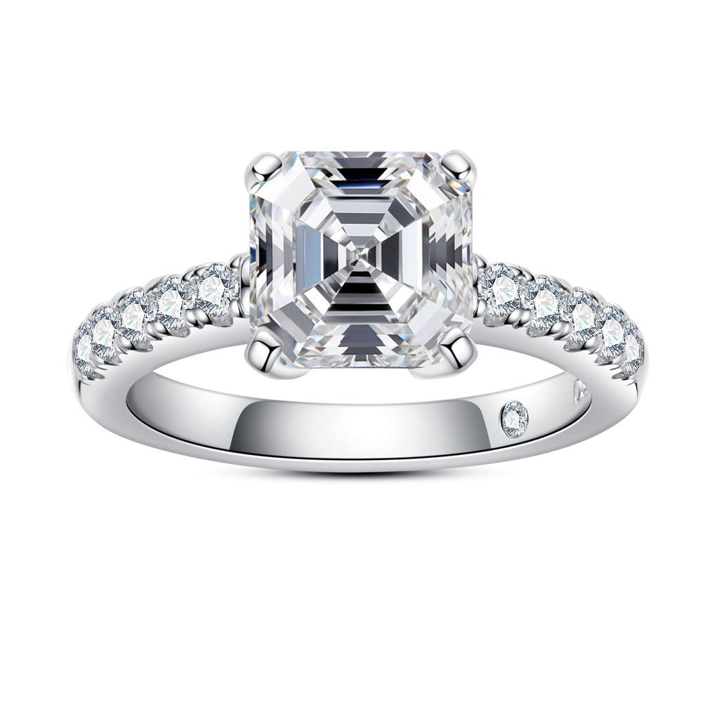 Asscher Cut Pavé Moissanite Engagement Ring (3.3 cttw)