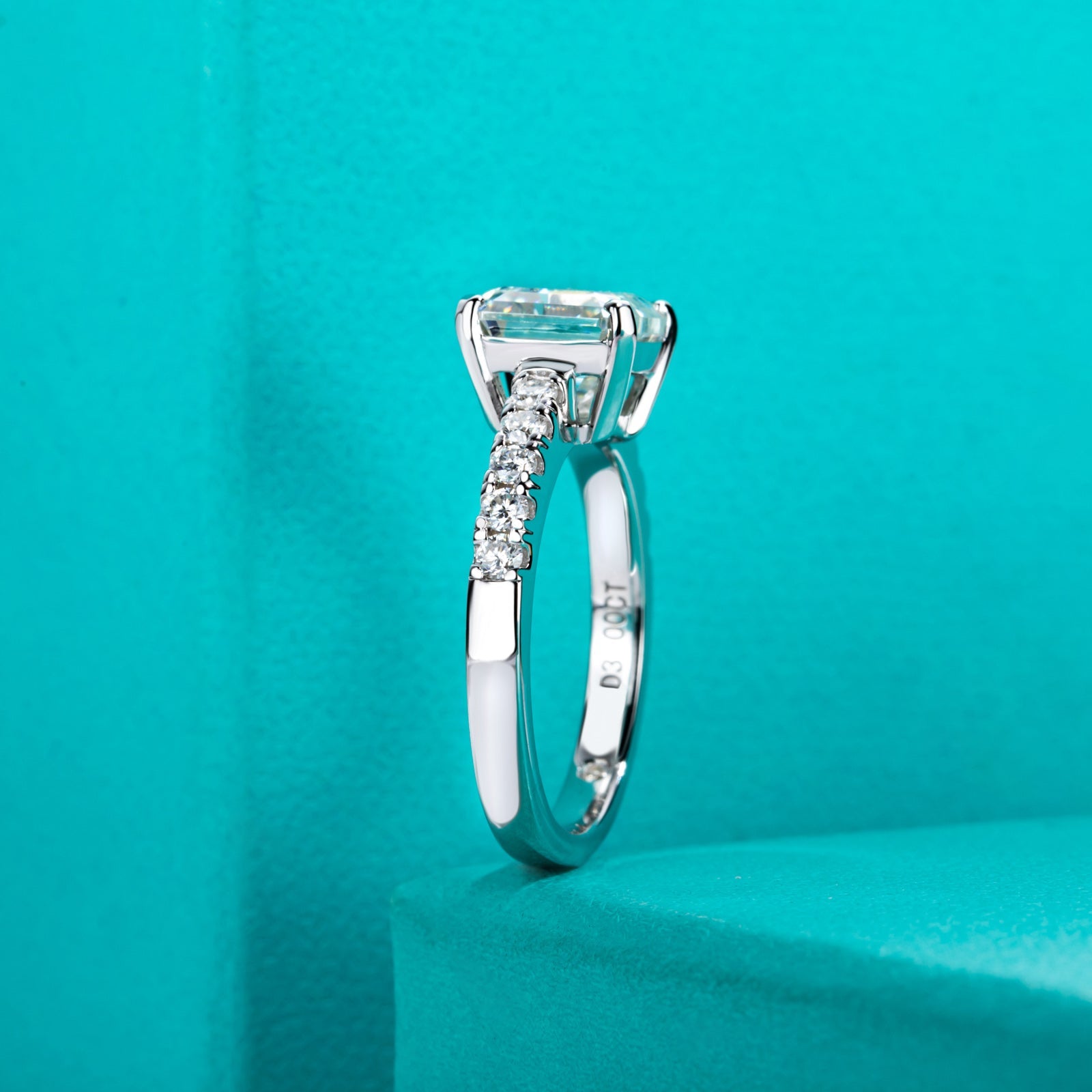 Asscher Cut Pavé Moissanite Engagement Ring (3.3 cttw)