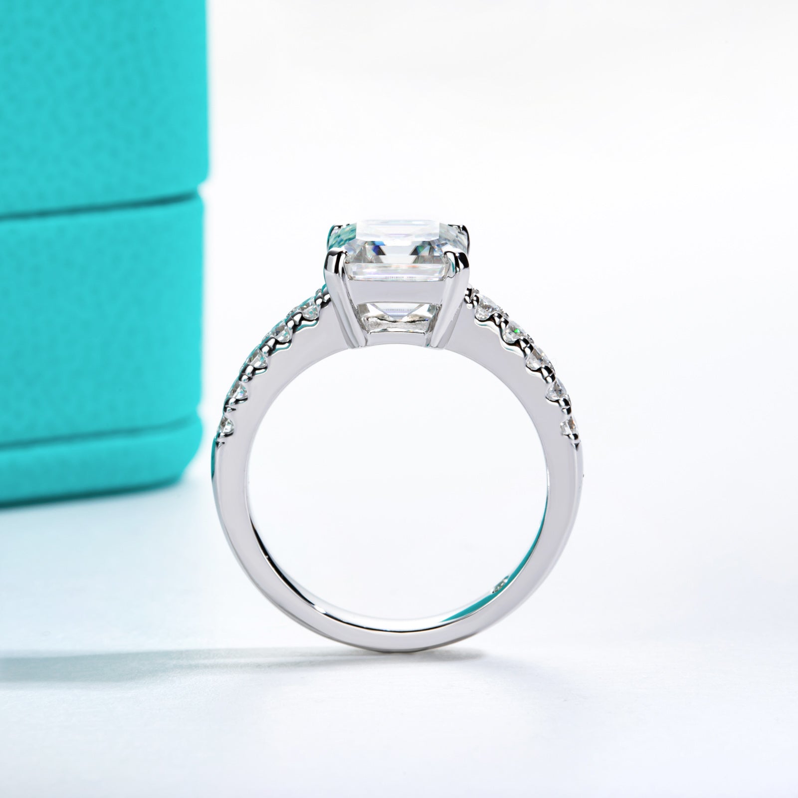 Asscher Cut Pavé Moissanite Engagement Ring (3.3 cttw)