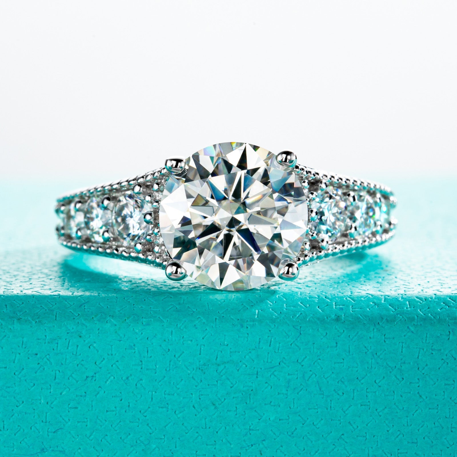 Round Cut Moissanite Engagement Ring (3.85 cttw)