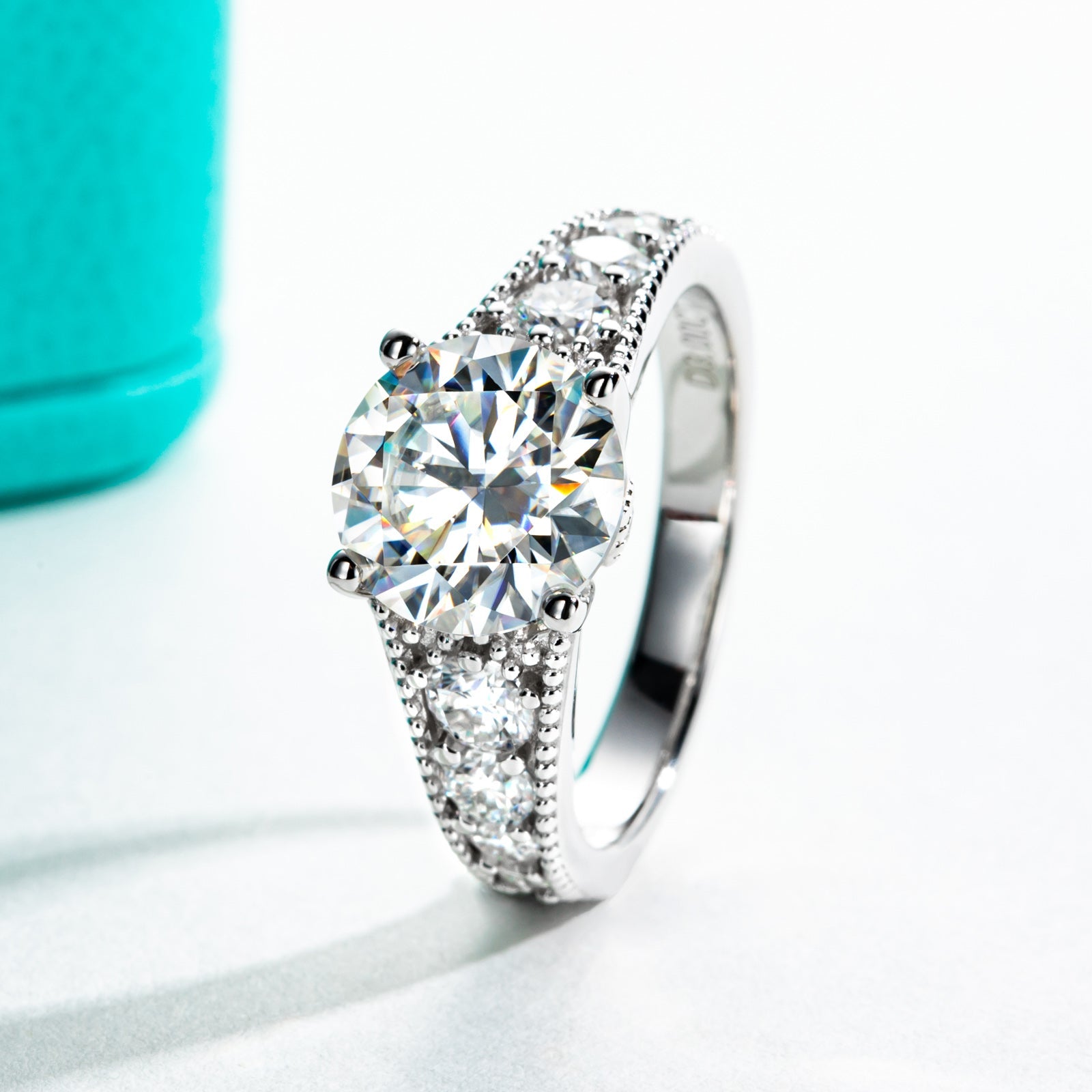 Round Cut Moissanite Engagement Ring (3.85 cttw)