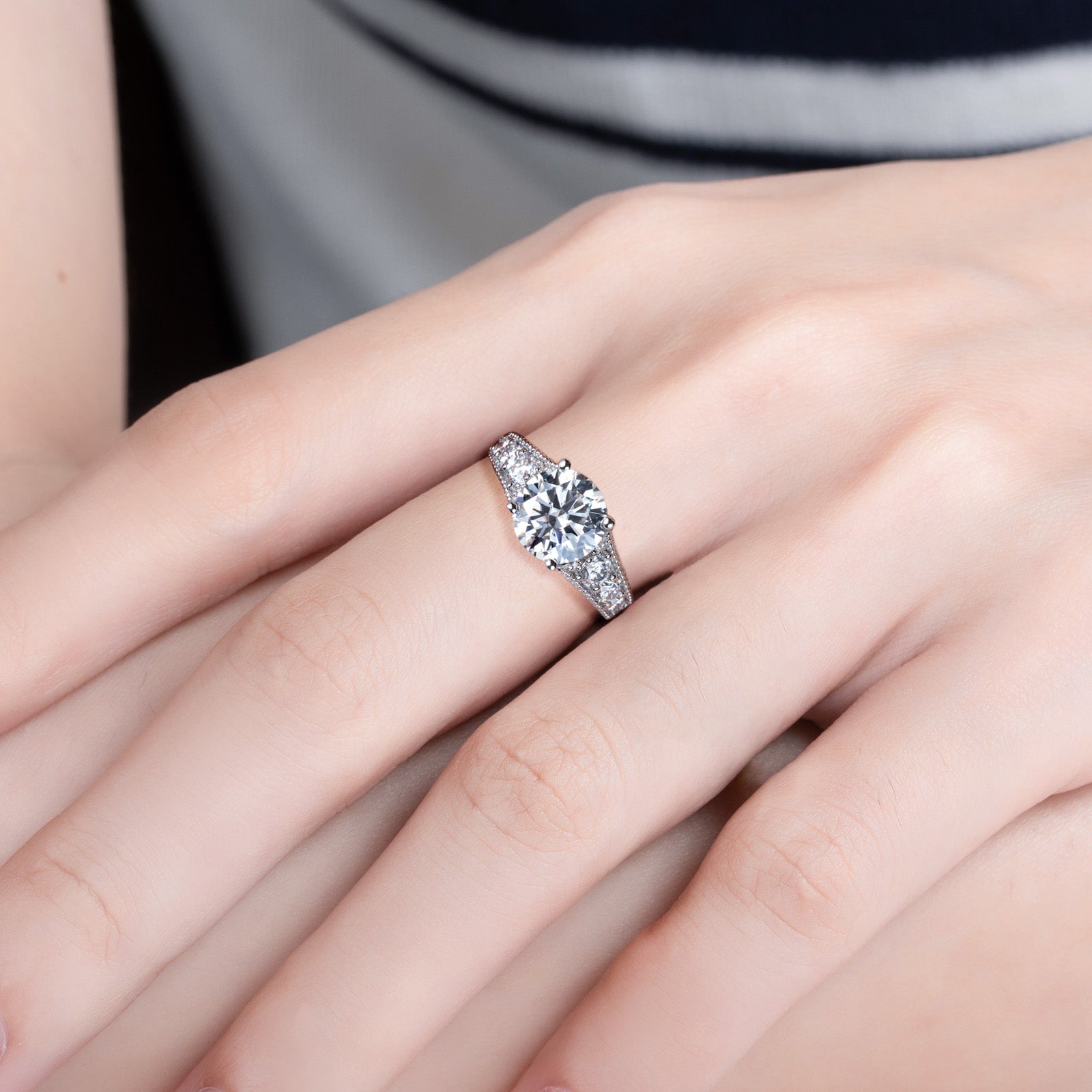 Round Cut Moissanite Engagement Ring (3.85 cttw)