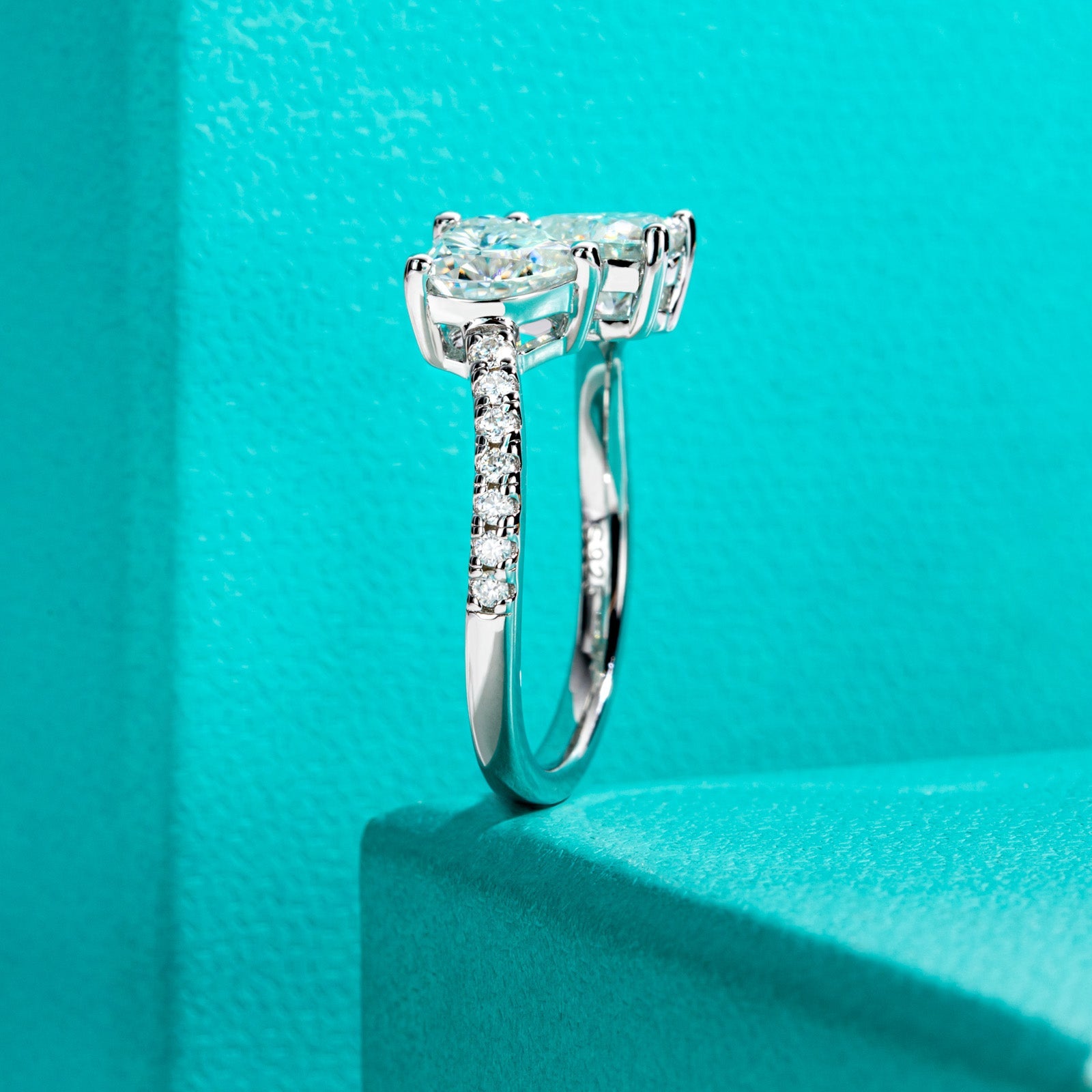 Two-Stone Heart Cut Moissanite Engagement Ring (2.17 cttw)