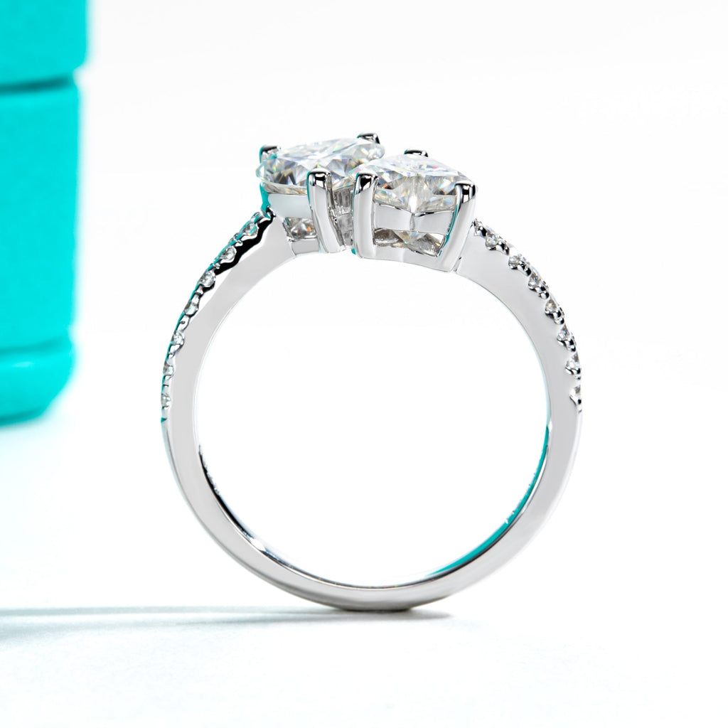 Two-Stone Heart Cut Moissanite Engagement Ring (2.17 cttw)