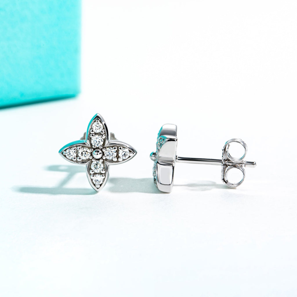 Moissanite Four Leaf Stud Earrings