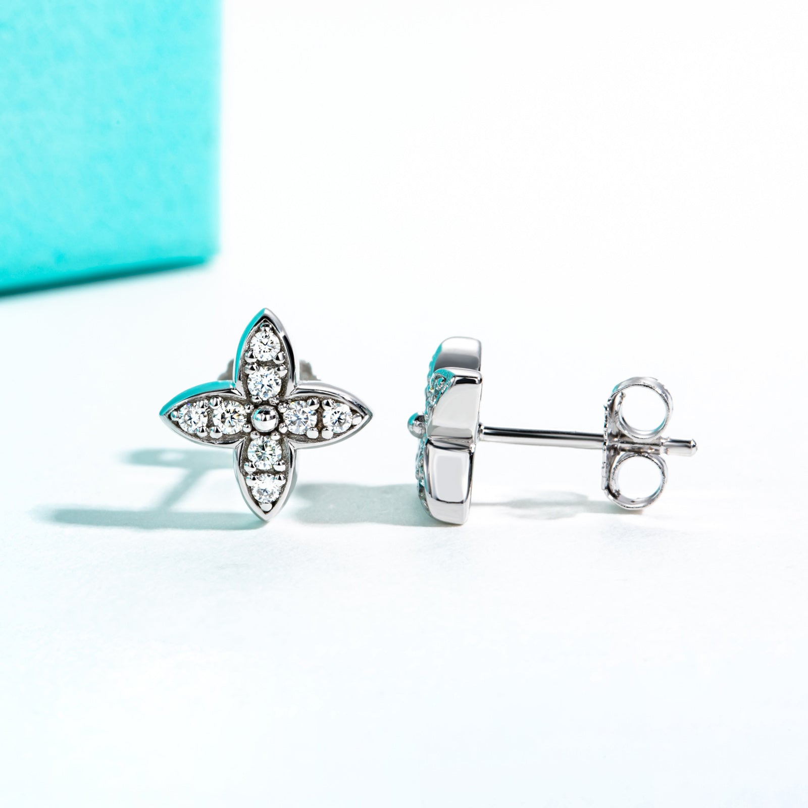 Moissanite Four Leaf Stud Earrings