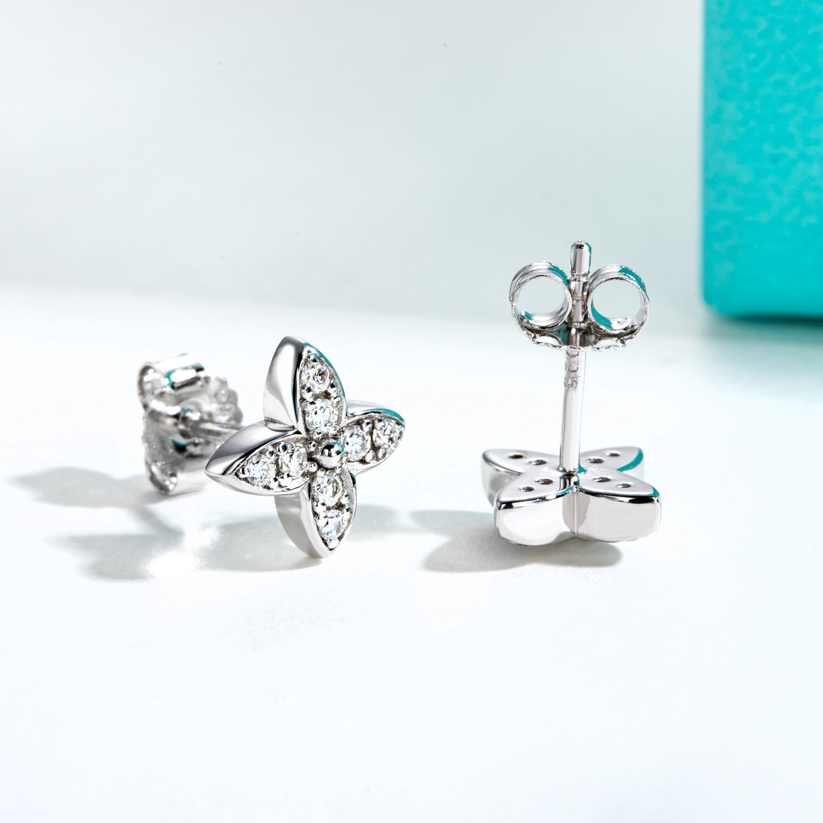 Moissanite Four Leaf Stud Earrings