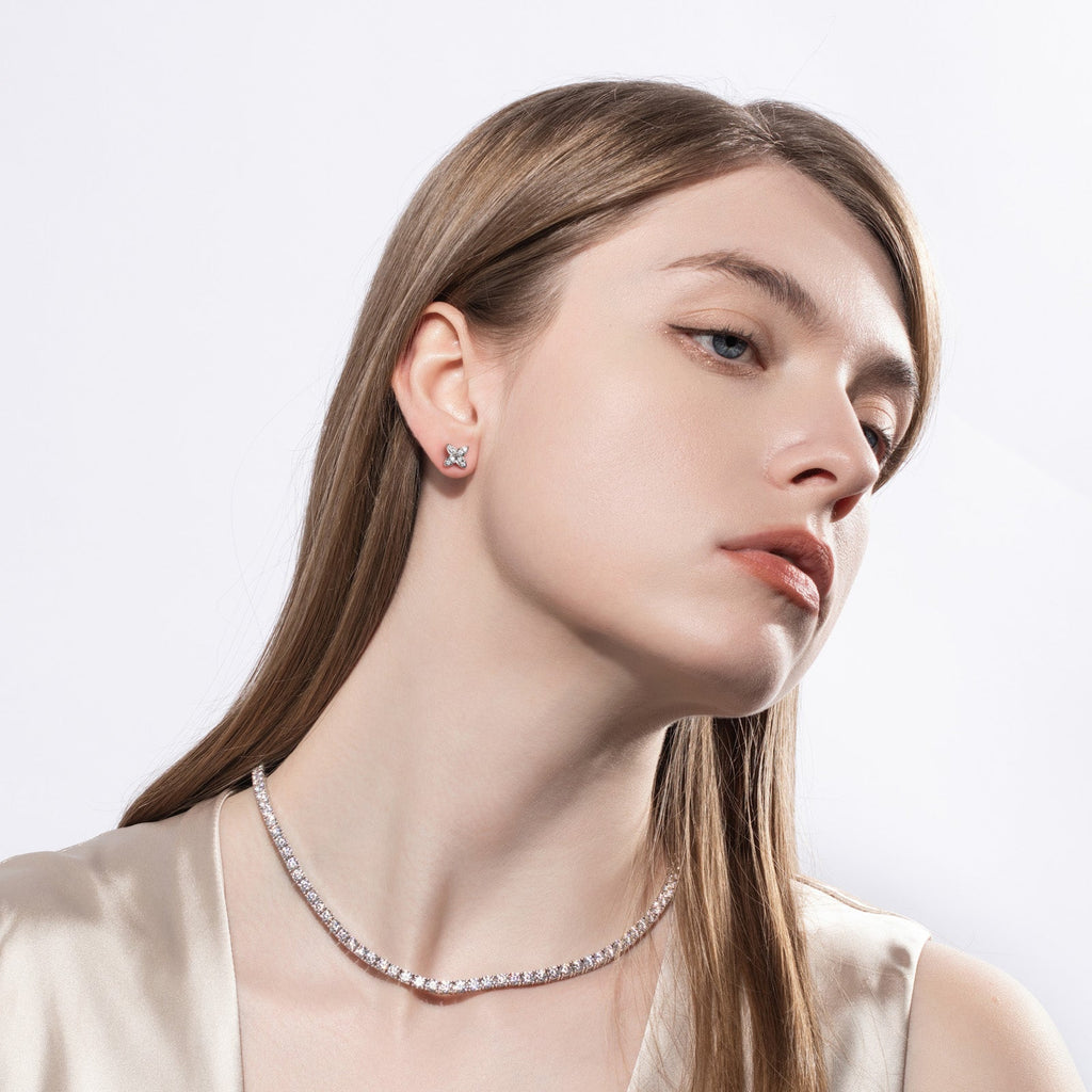 Moissanite Four Leaf Stud Earrings