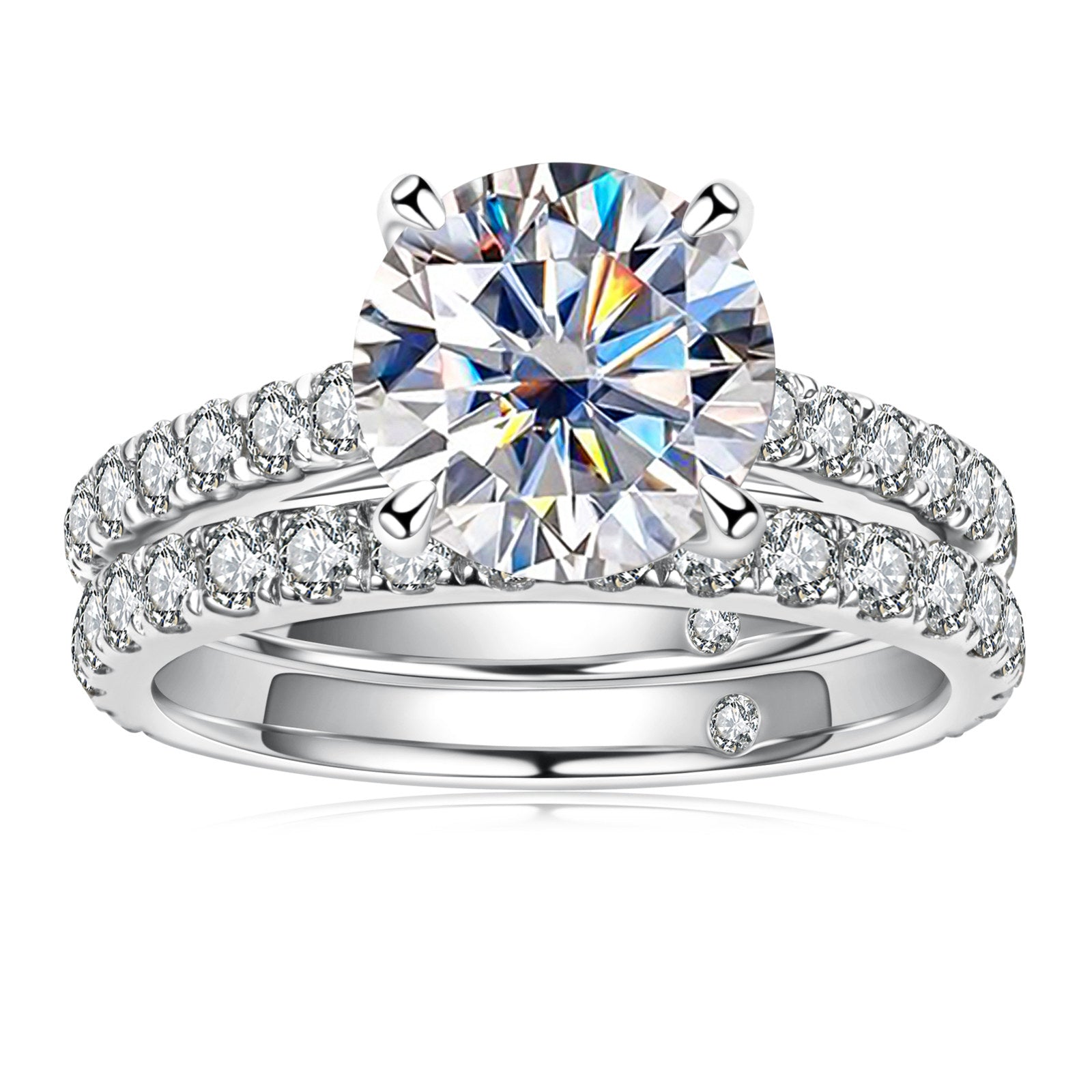 Round Cut Moissanite Engagement Ring Bridal Set (4.3cttw)