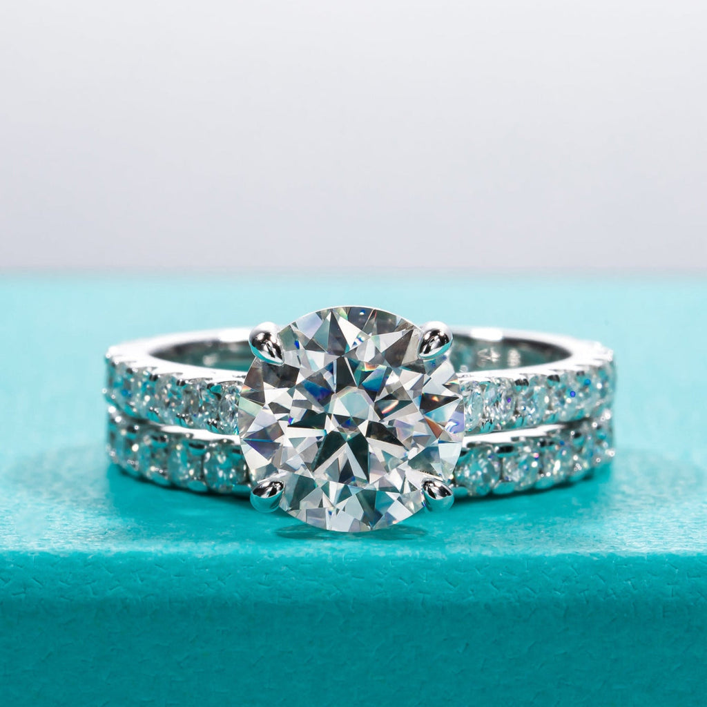 Round Cut Moissanite Engagement Ring Bridal Set (4.3cttw)