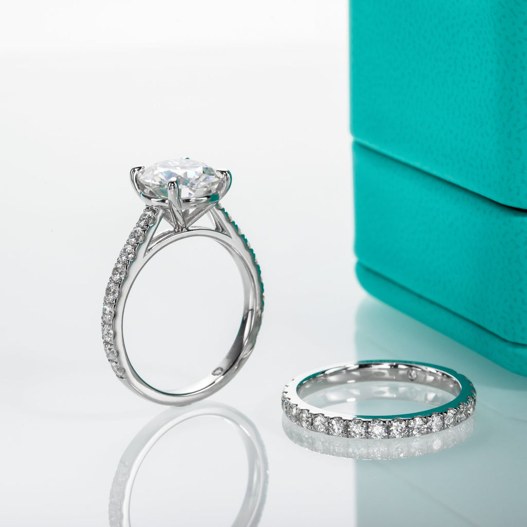 Round Cut Moissanite Engagement Ring Bridal Set (4.3cttw)